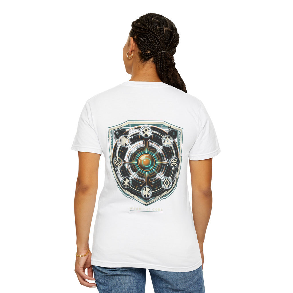 Power Runs Black PRB "Wear The Code" Mystic Shield T-Shirt — Geometric Sigil Graphic Tee by Printify