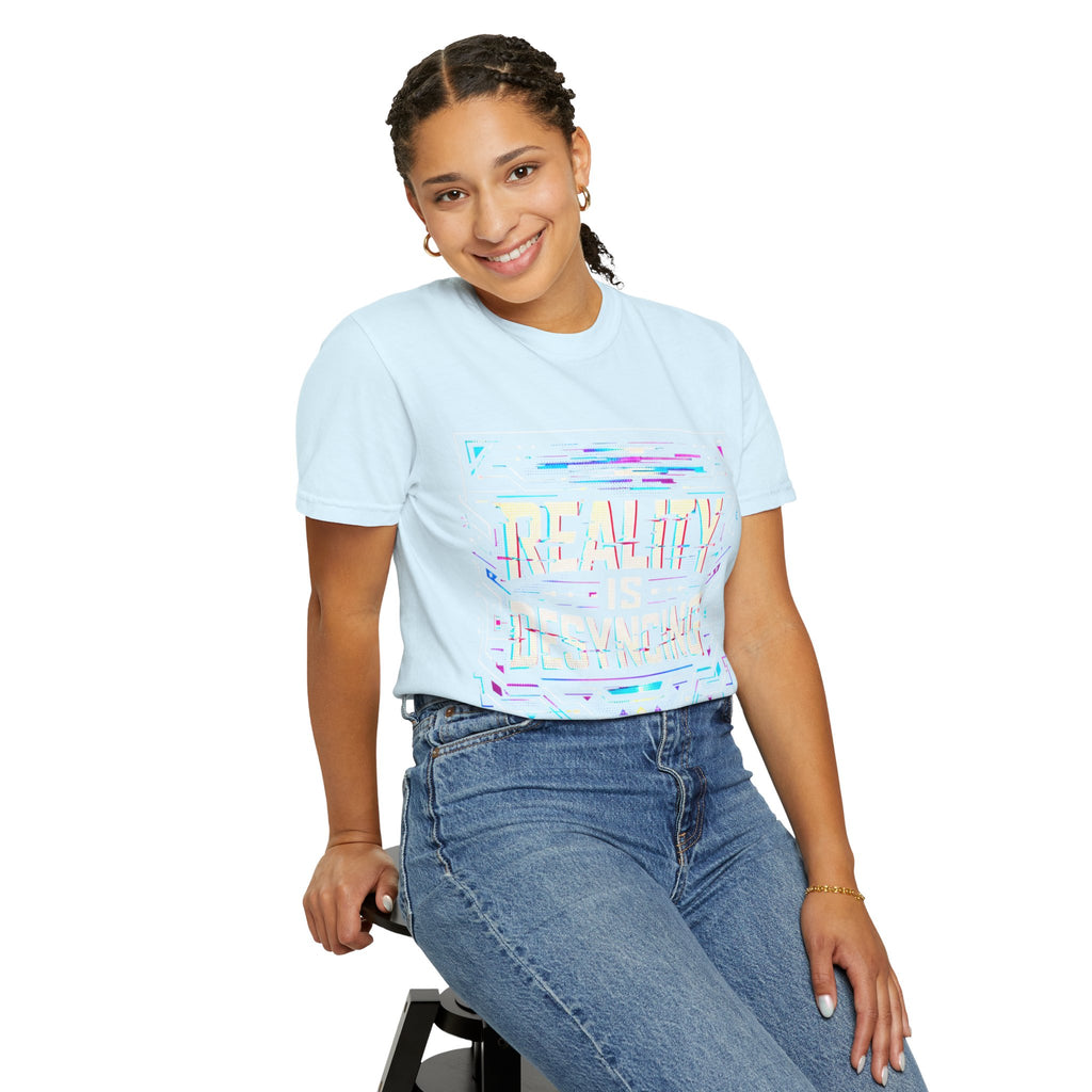 Power Runs Black PRB Glitchy Pastel "Reality Is Desyncing" T-Shirt by Printify