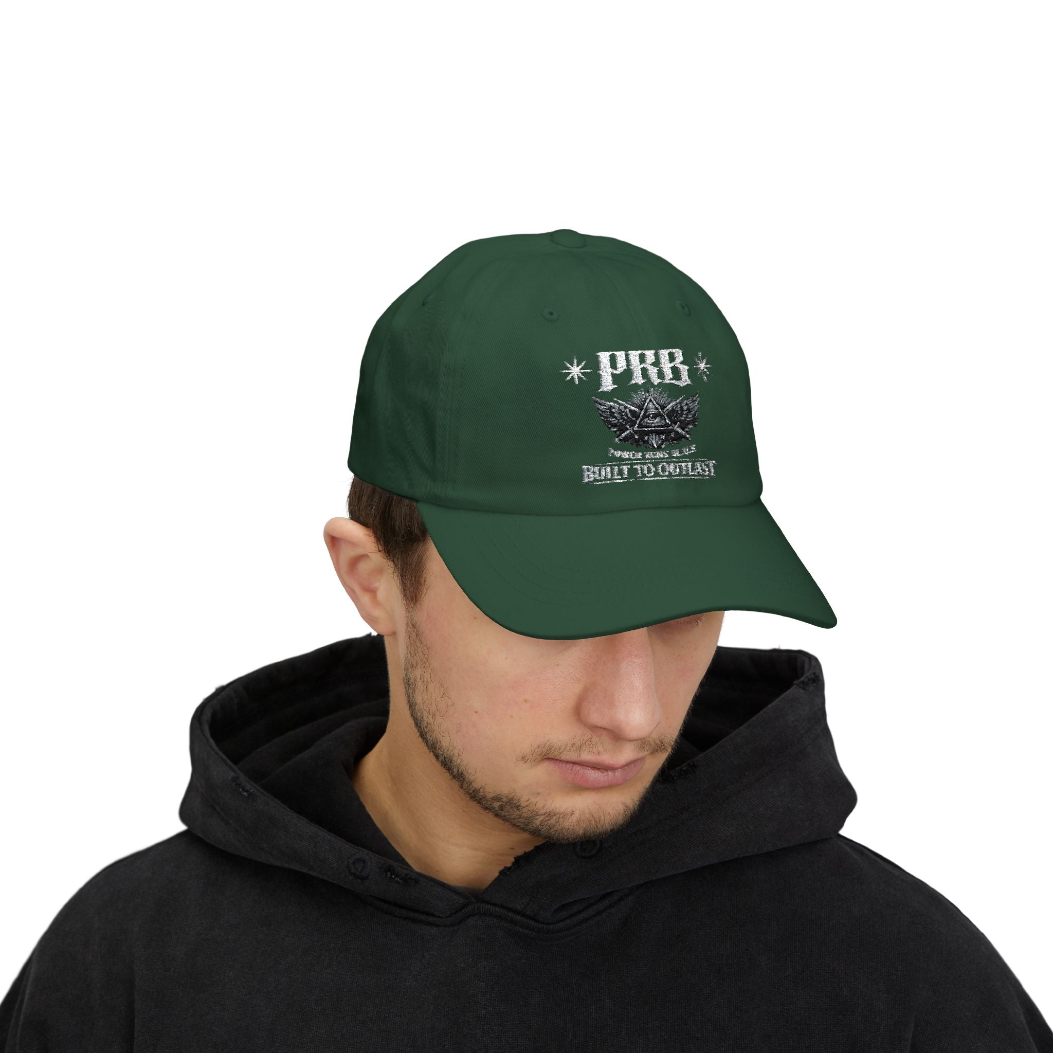 PRB Dad Cap — Vintage Crest Embroidered Baseball Hat by Power Runs Black