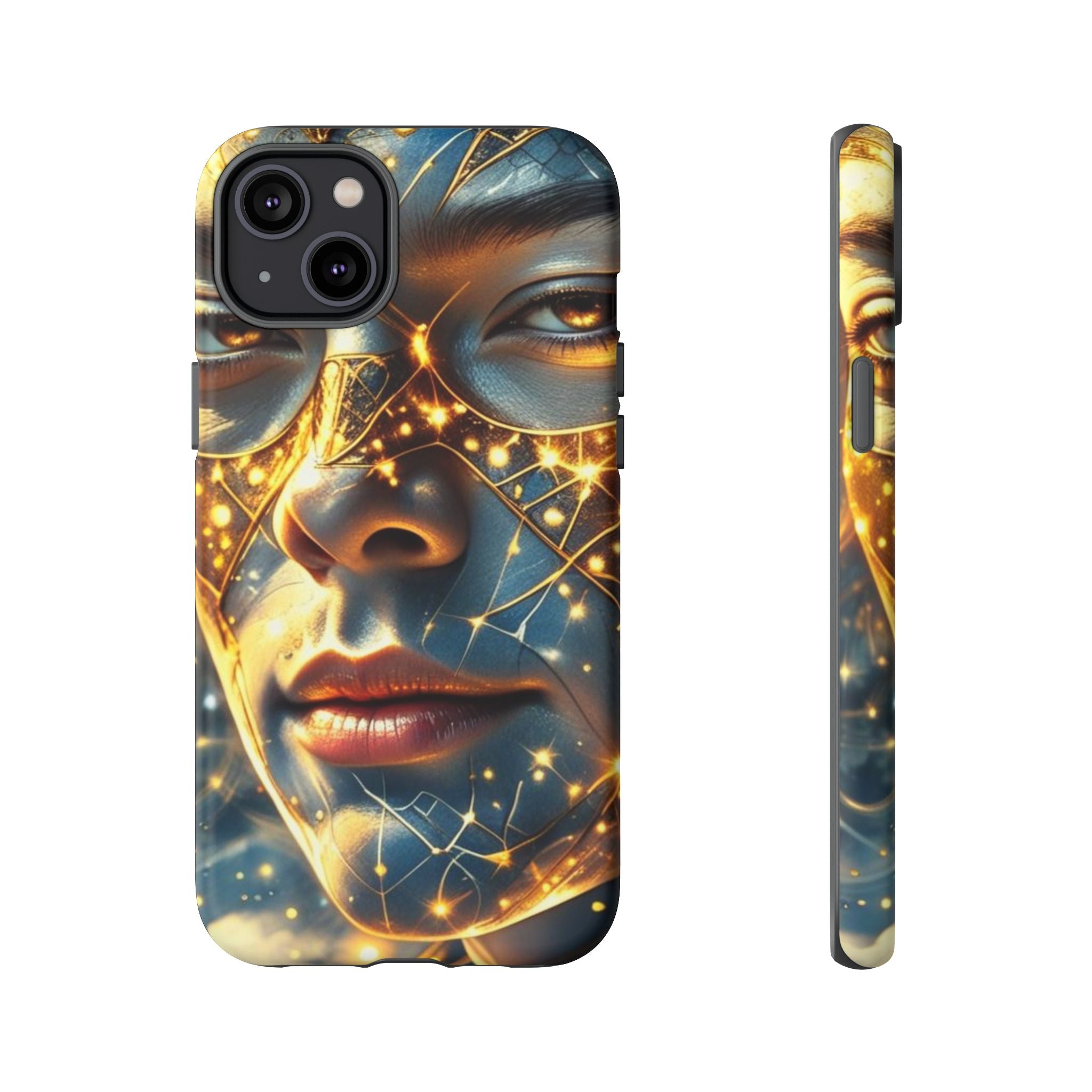 PRB Galactic Portrait Tough Case | Cosmic Face Phone Case, Starry Nebula Design by Power Runs Black
