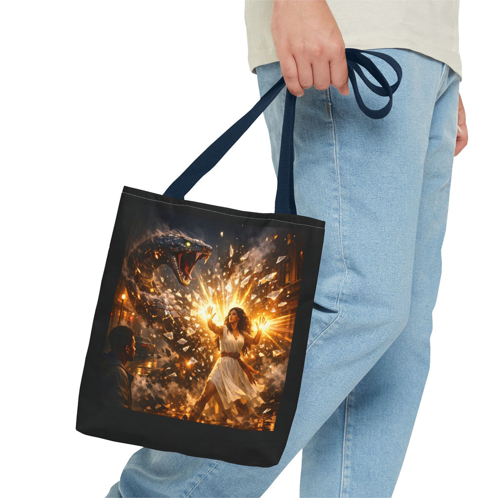 PRB Raging Serpent Burst tote bag | Fantasy serpent explosion art by Printify