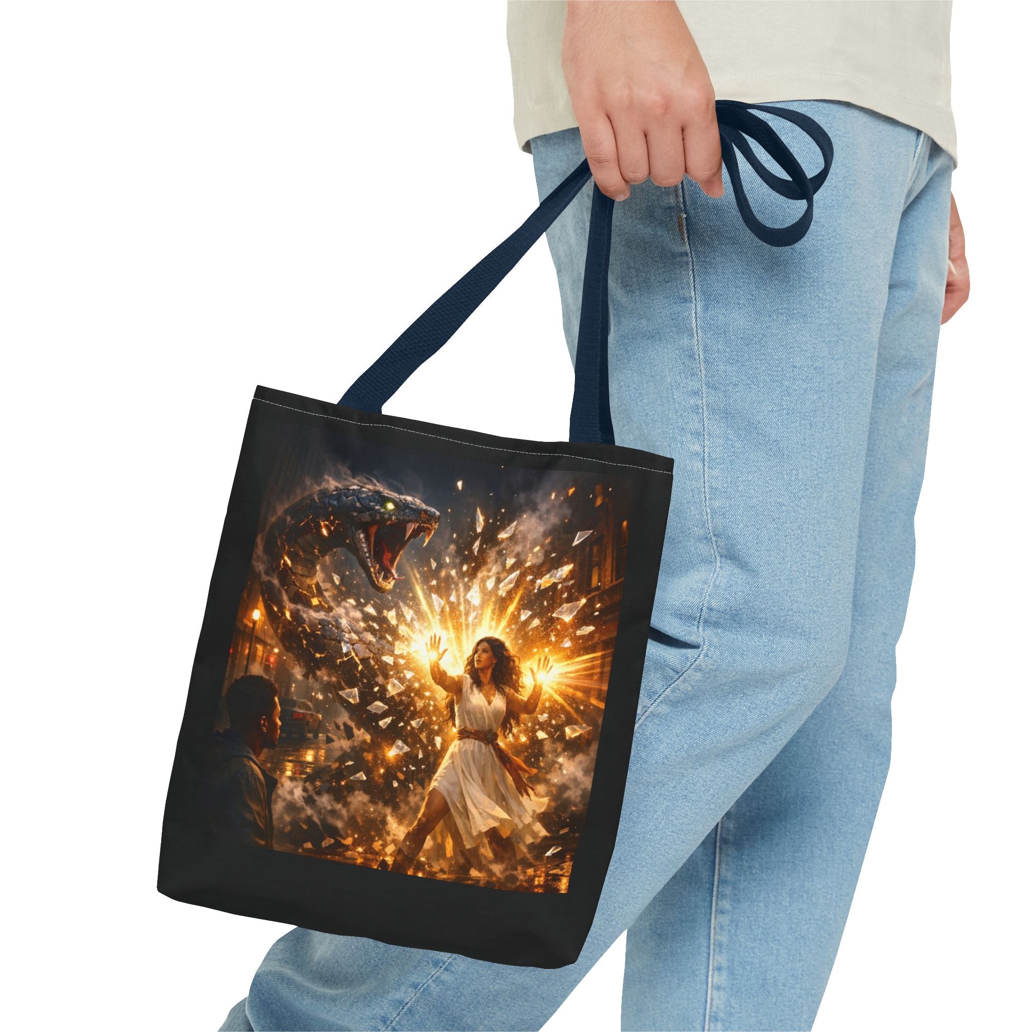 PRB Raging Serpent Burst tote bag | Fantasy serpent explosion art by Printify