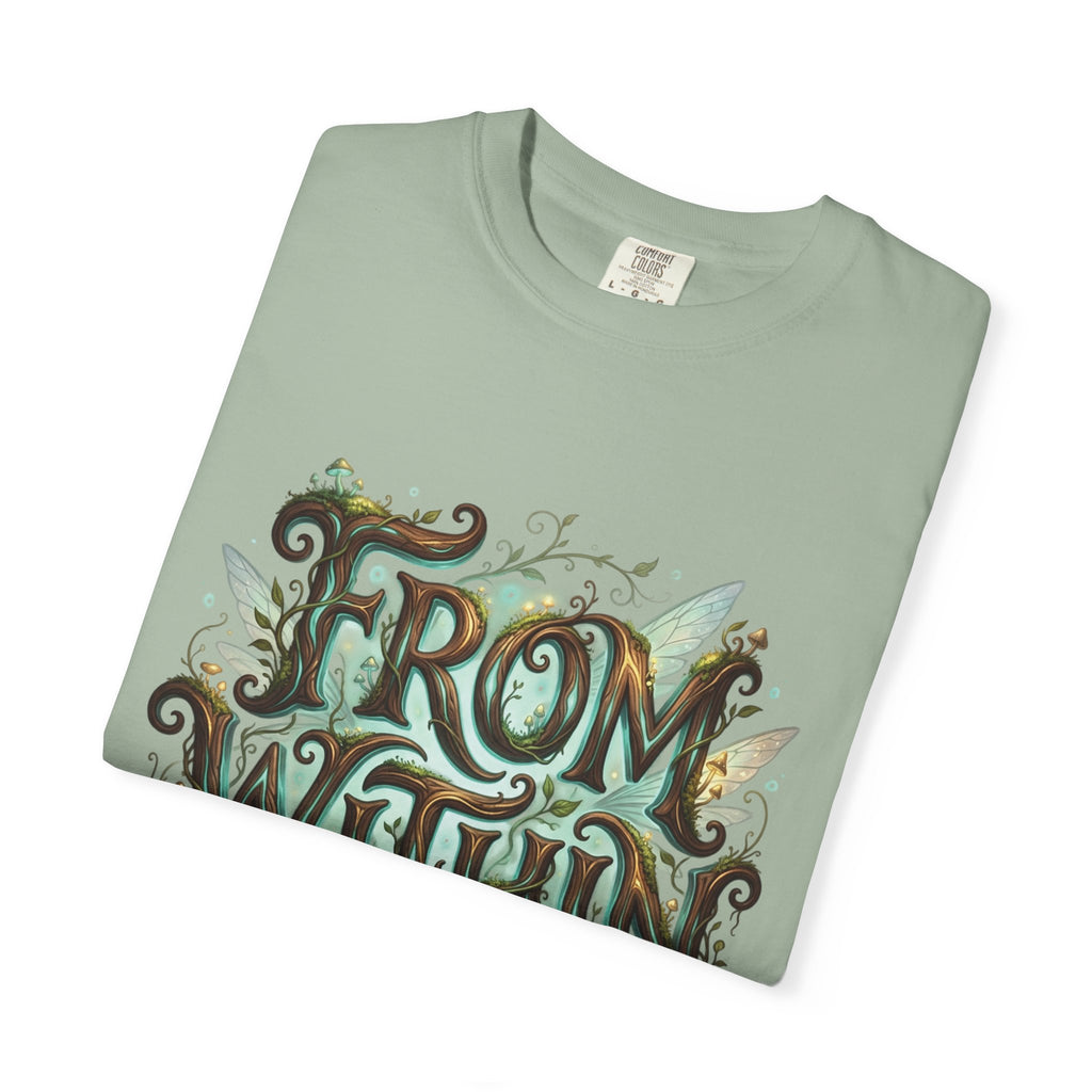 Power Runs Black PRB From Within T-shirt | Nature Typography Forest Illustration by Printify