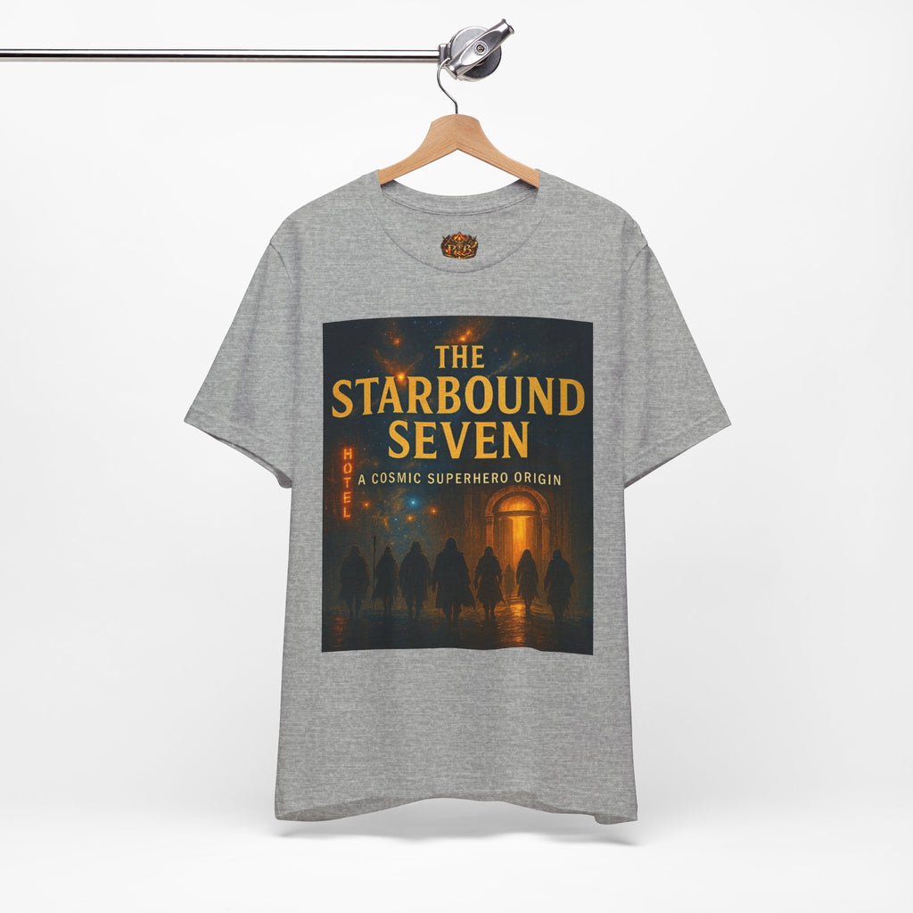 Power Runs Black PRB The Starbound Seven Tee – Retro Cosmic Superhero Poster Shirt by Power Runs Black