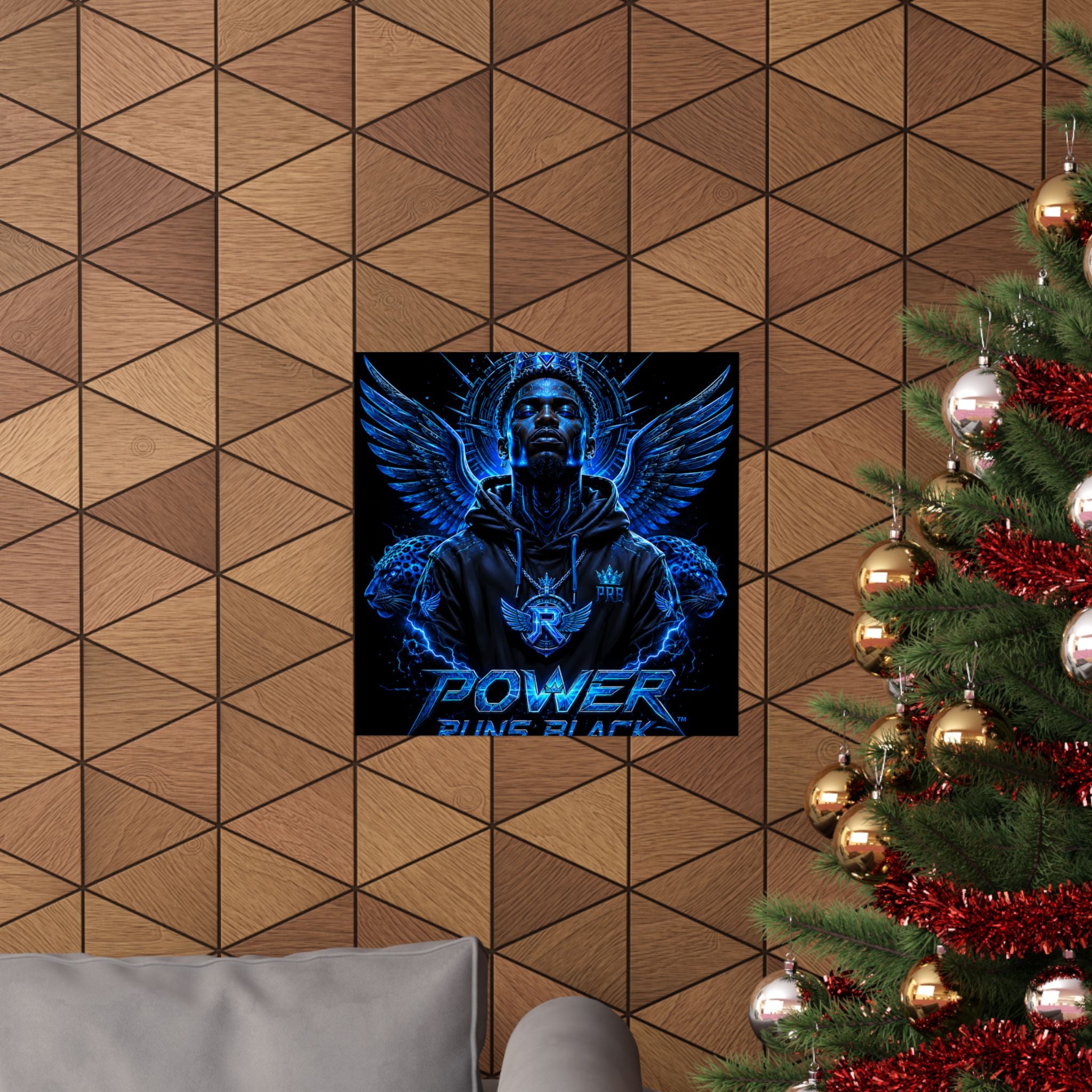 Power Runs Black Matte Poster — Urban Angel Portrait Wall Art by Power Runs Black