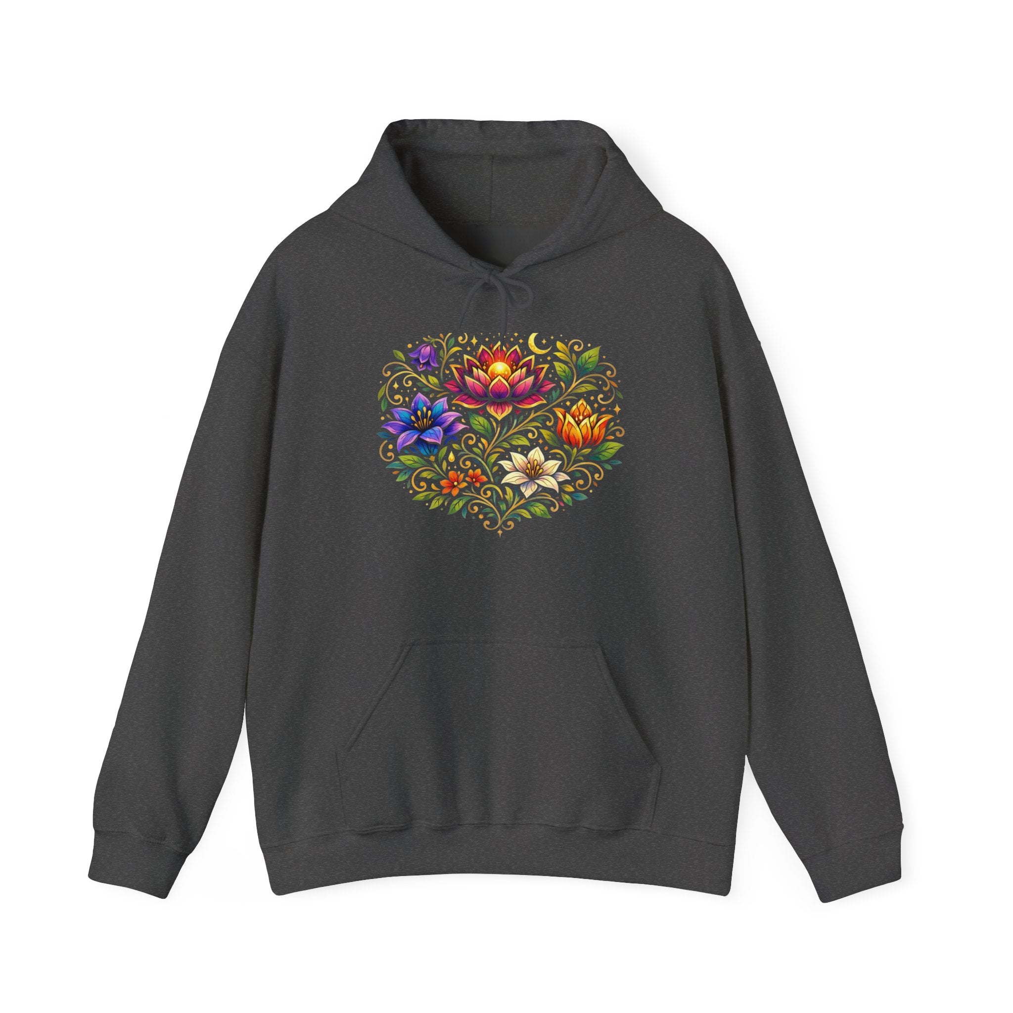 Pretty Rich Bitch by PRB Colorful Floral Lotus Bouquet Hoodie | Watercolor Flower Mandala Sweatshirt by Power Runs Black