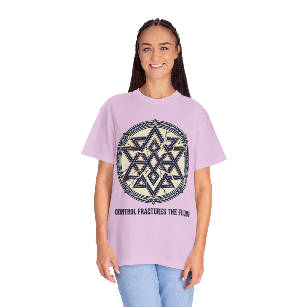 Power Runs Black PRB Geometric Star Mandala T-Shirt — "Control Fractures the Flow" Graphic Tee by Power Runs Black