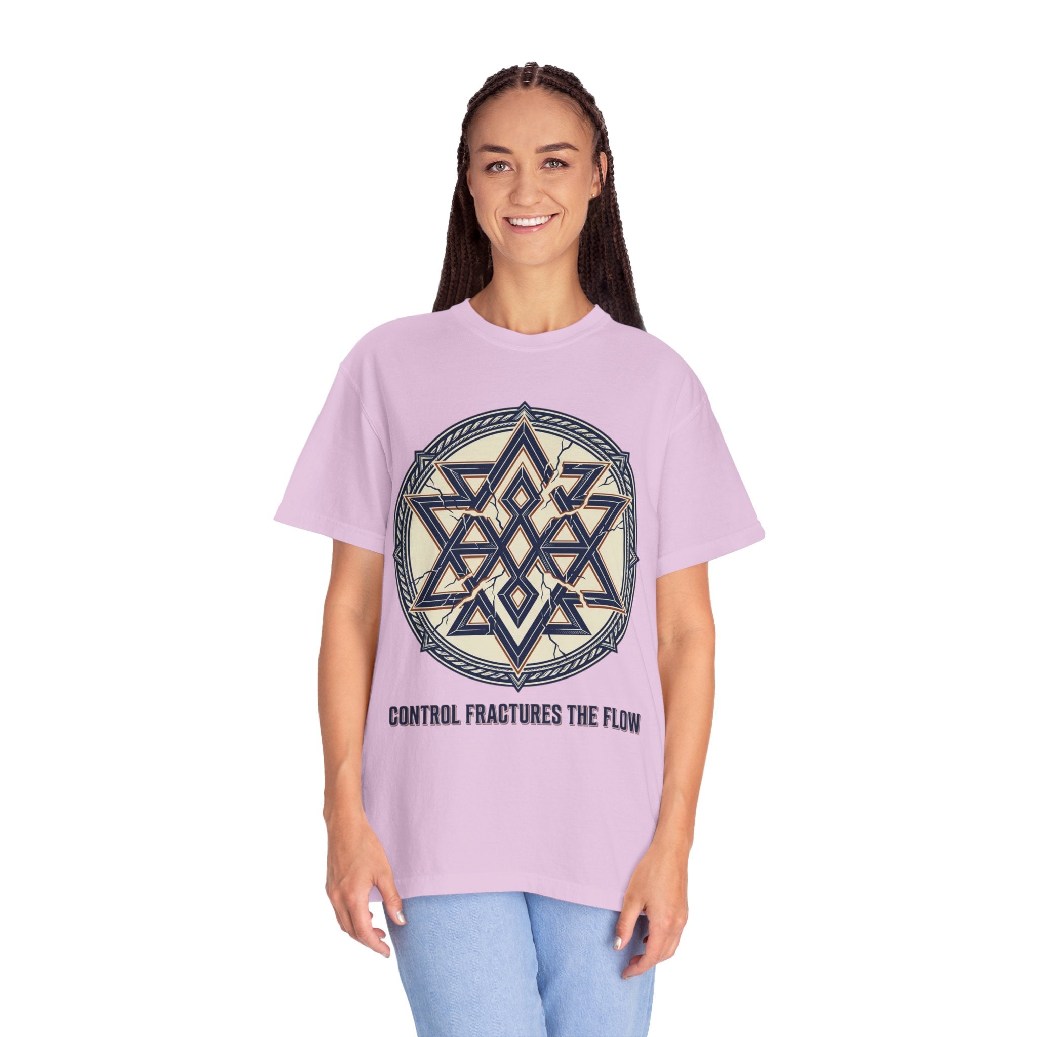 Power Runs Black PRB Geometric Star Mandala T-Shirt — "Control Fractures the Flow" Graphic Tee by Power Runs Black
