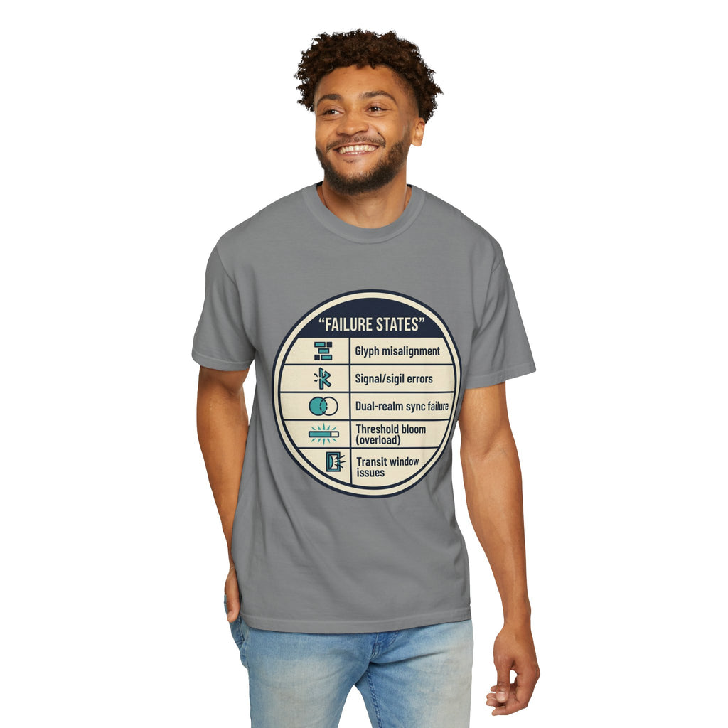 Power Runs Black PRB Failure States T-Shirt — Sci‑Fi Status Badge Graphic Tee by Printify