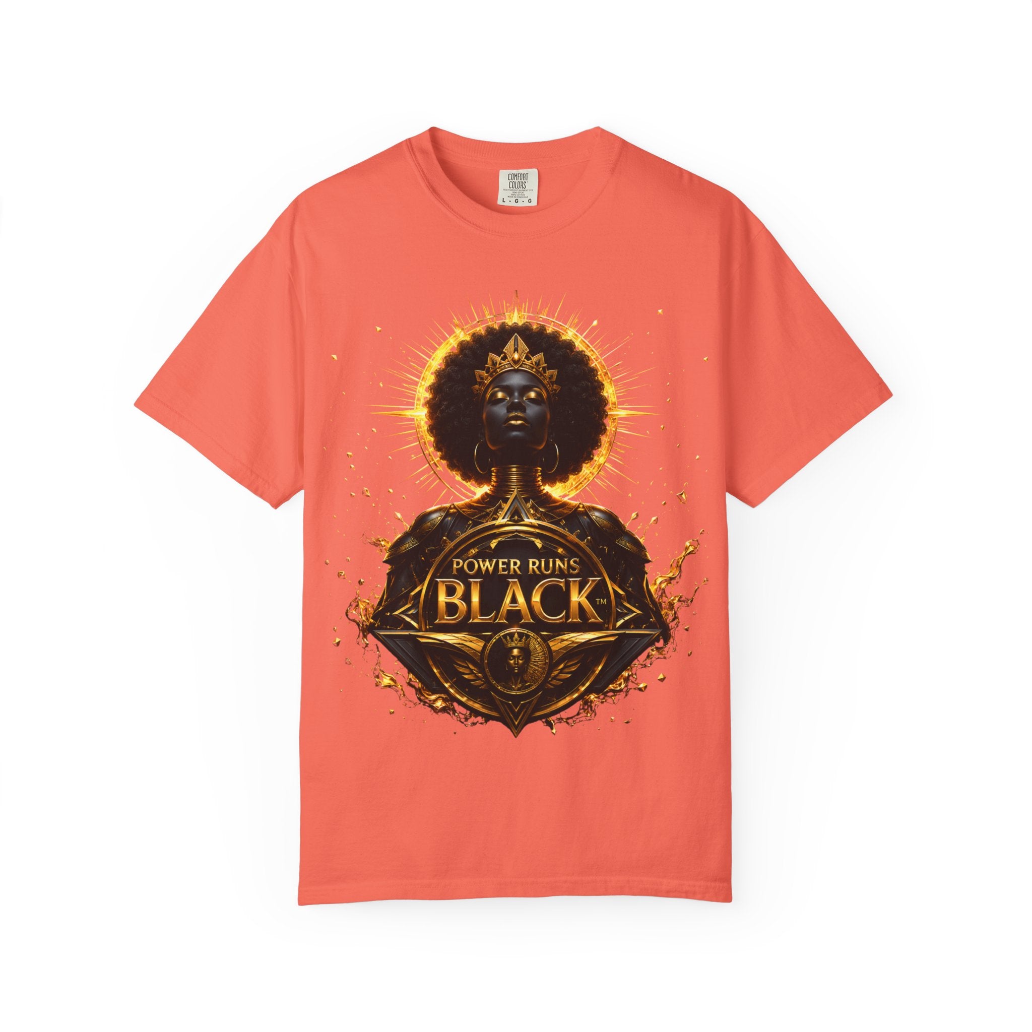 Power Runs Black goddess illustration T-Shirt | Afrocentric black pride design by Power Runs Black