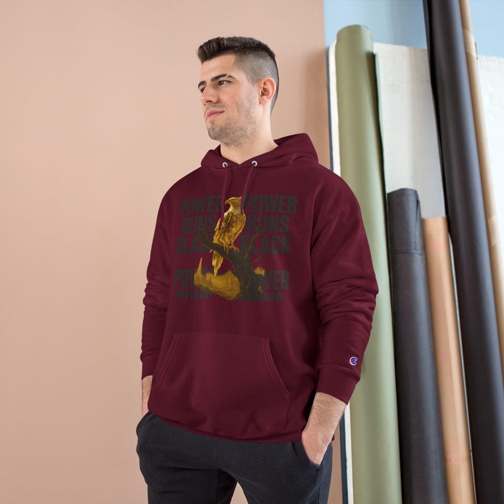 PRB Champion Hoodie — 'Power Runs Black' Golden Bird Graphic Pullover by Power Runs Black