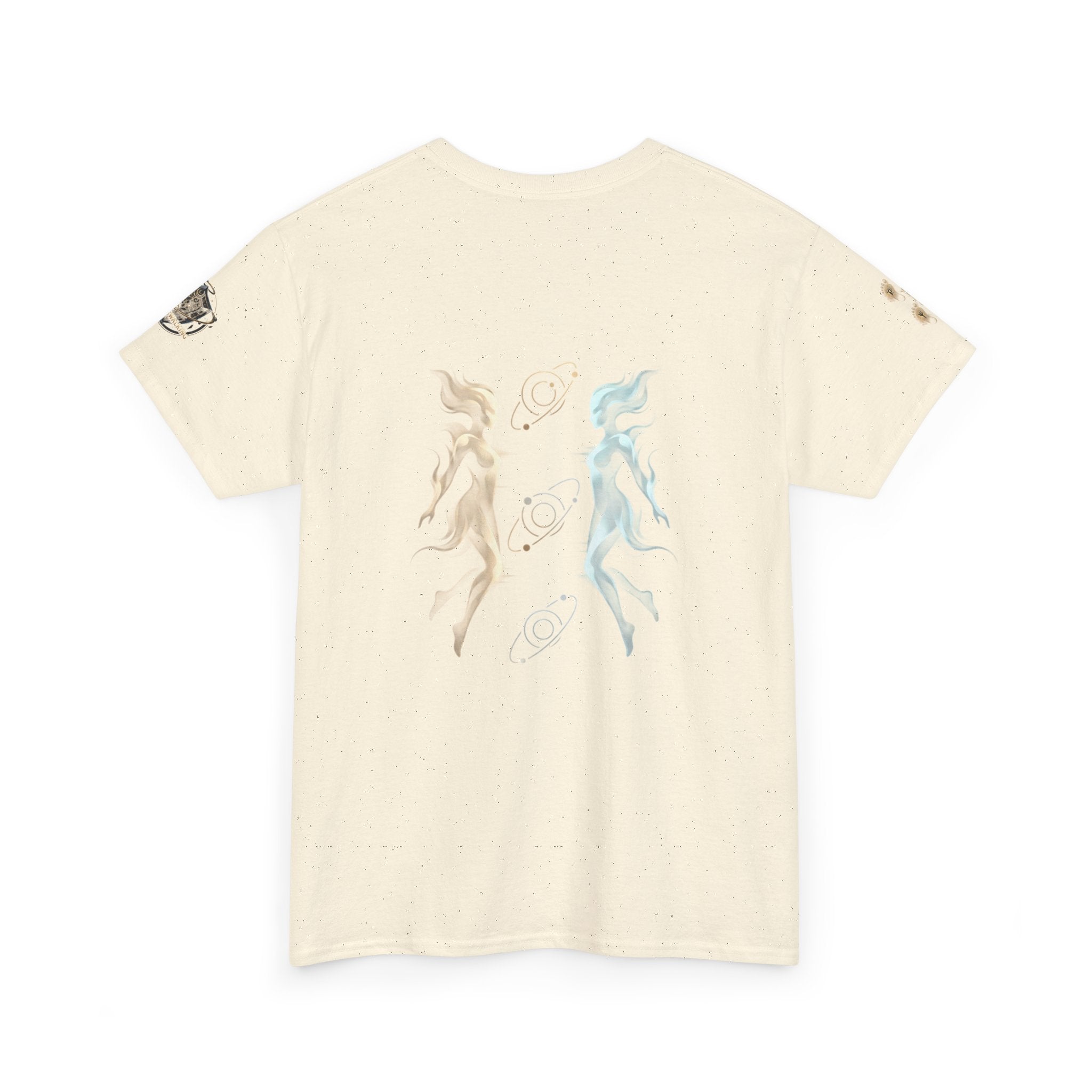 Power Runs Black Gemini Spirit Tee — Twin Sun & Moon Celestial Graphic T-Shirt by Printify