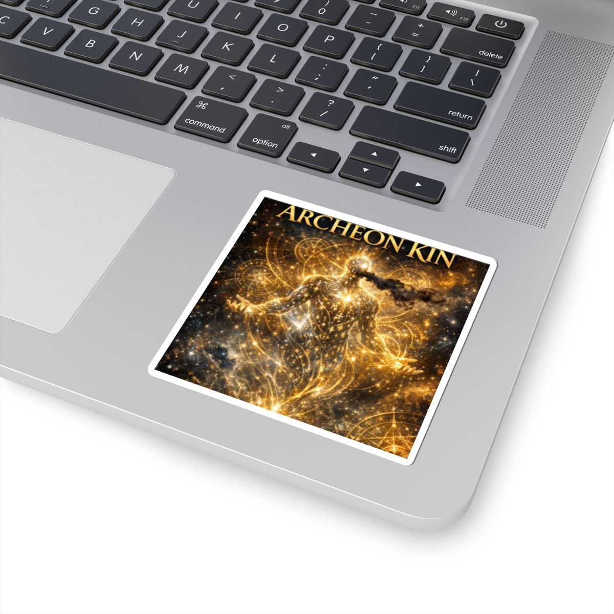 PRB Archeon Kin Cosmic Spiritual Sticker — Golden Astral Figure Kiss-Cut by Power Runs Black