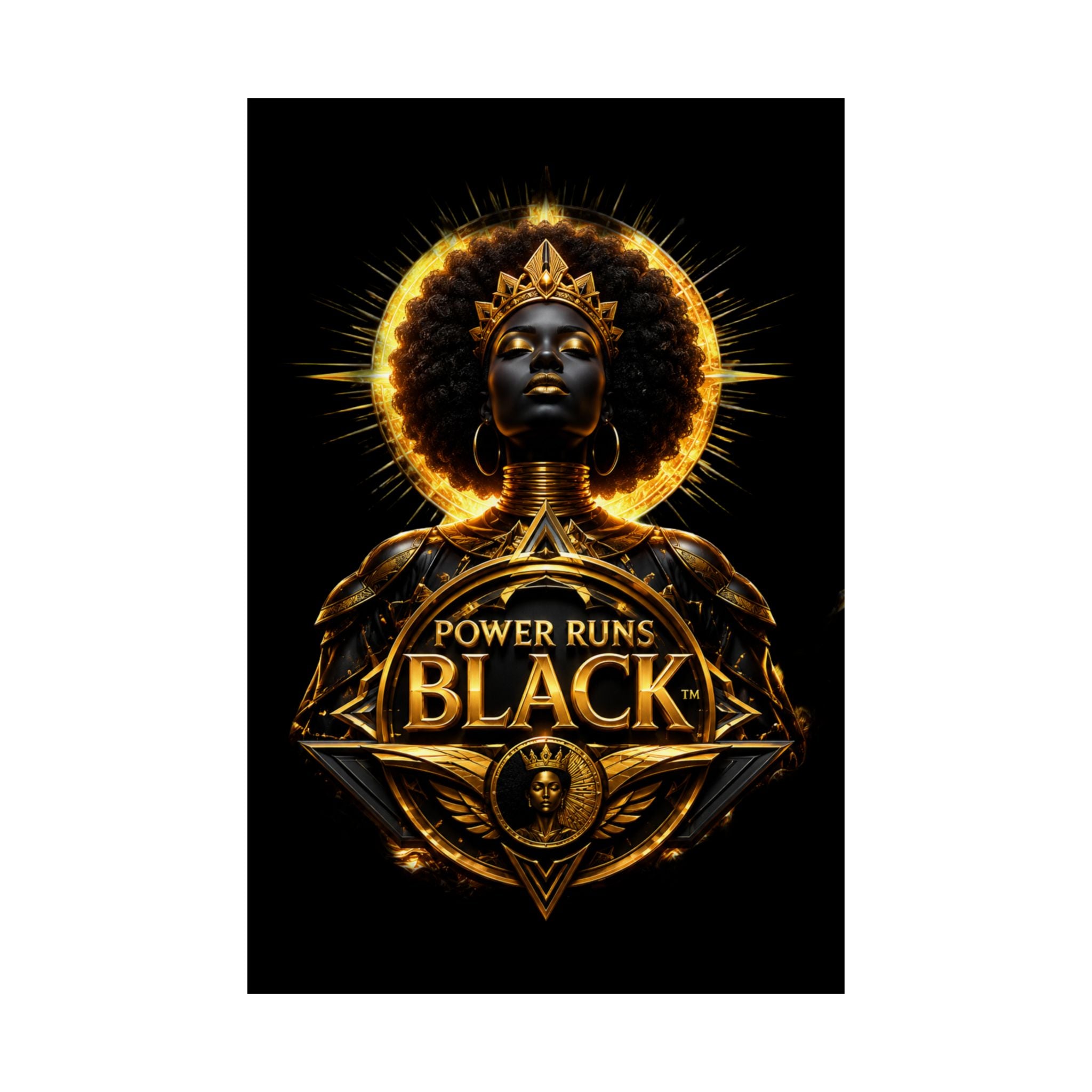 Power Runs Black Matte Poster — "Power Runs Black" Afrocentric Goddess Wall Art by Power Runs Black