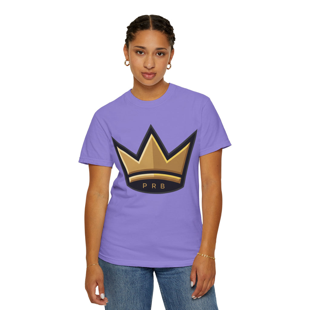 PRB Crown & Cosmos Graphic T-Shirt | Gold Royal Crest & Celestial Back by Printify