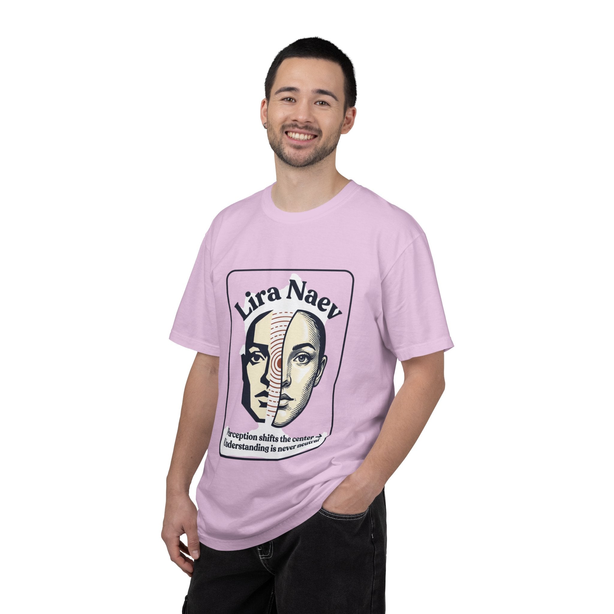 Power Runs Black PRB Lira Naev Split-Face Graphic T-Shirt — “Perception shifts the center” Statement Tee by Power Runs Black