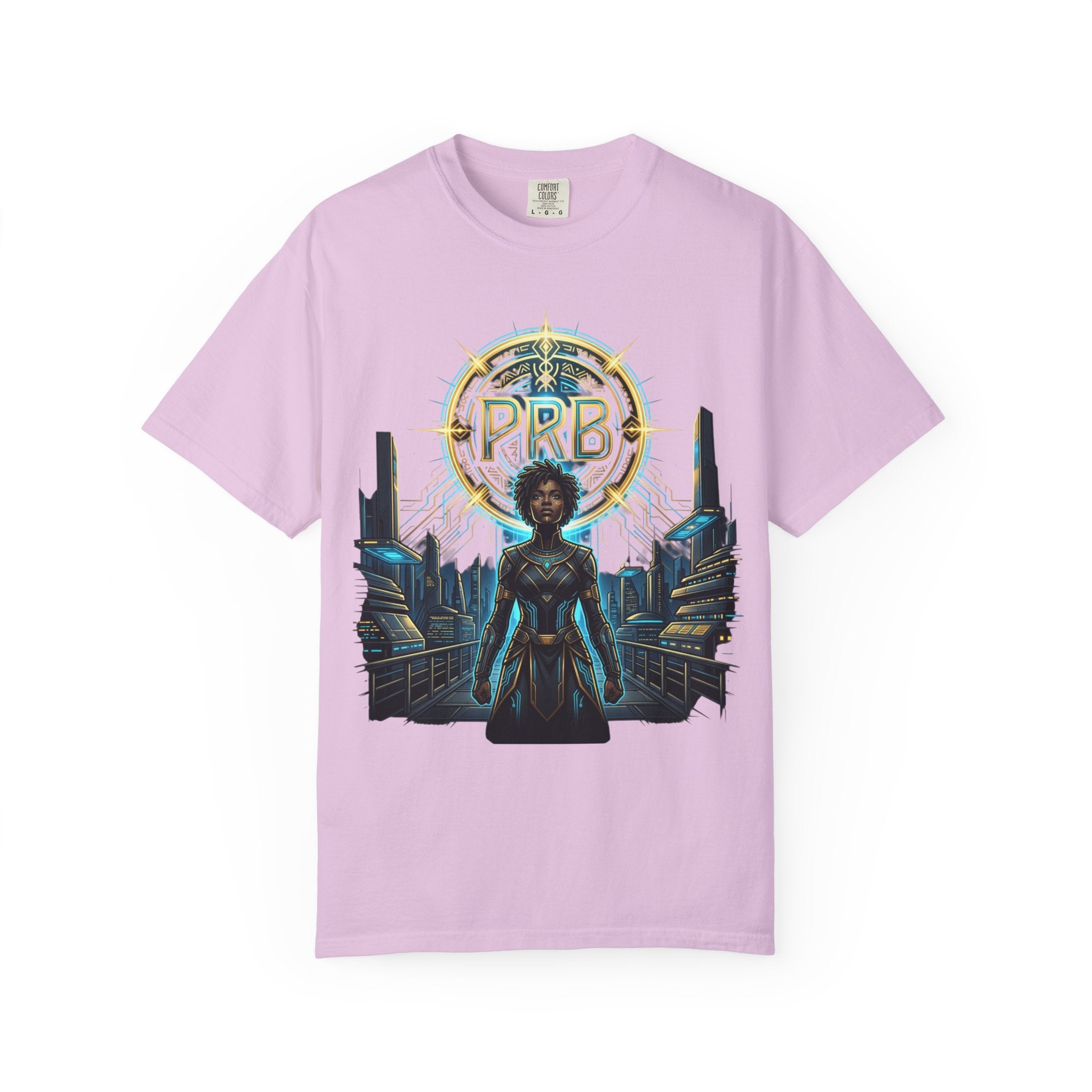 Futuristic Warrior Afrofuturist Graphic T-Shirt | Sci-Fi Streetwear Tee by Printify