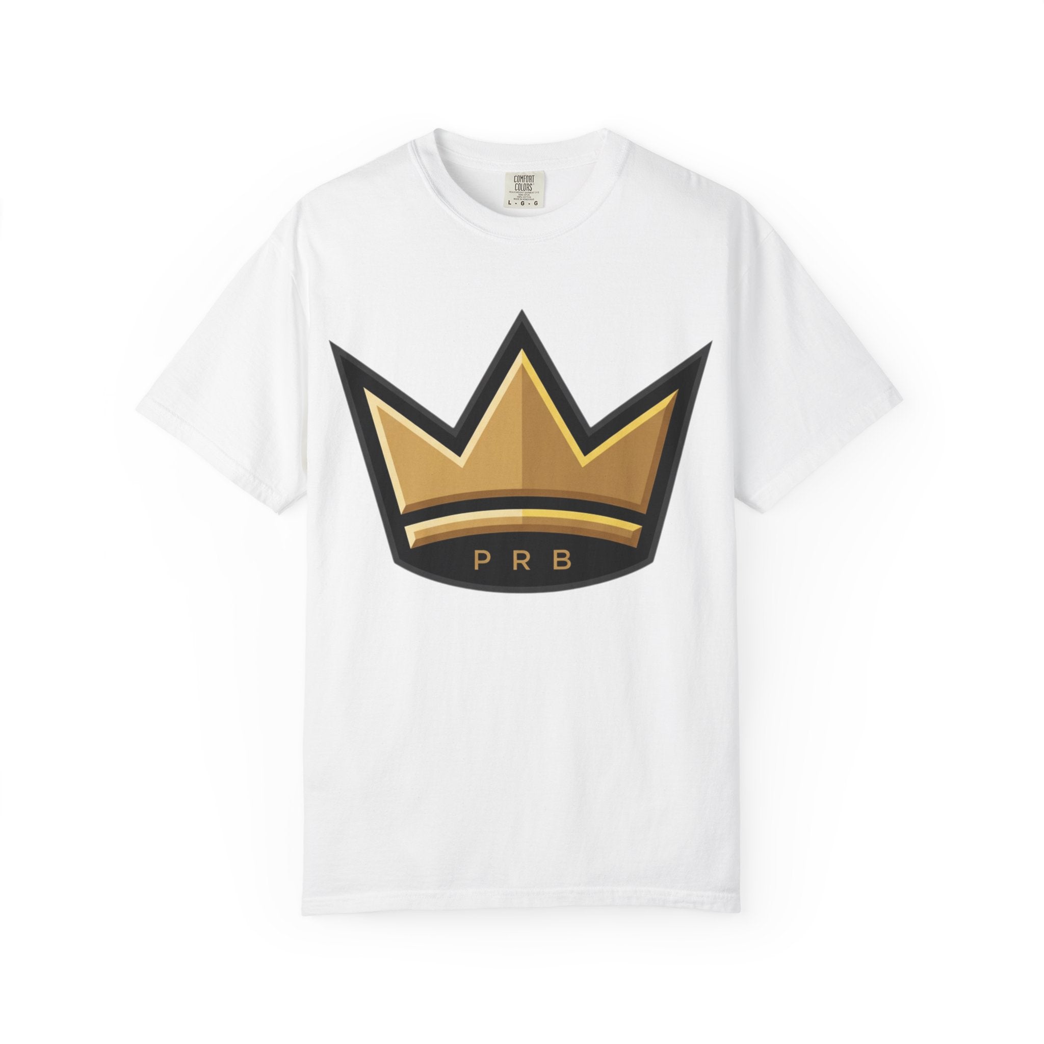 PRB Crown & Cosmos Graphic T-Shirt | Gold Royal Crest & Celestial Back by Printify