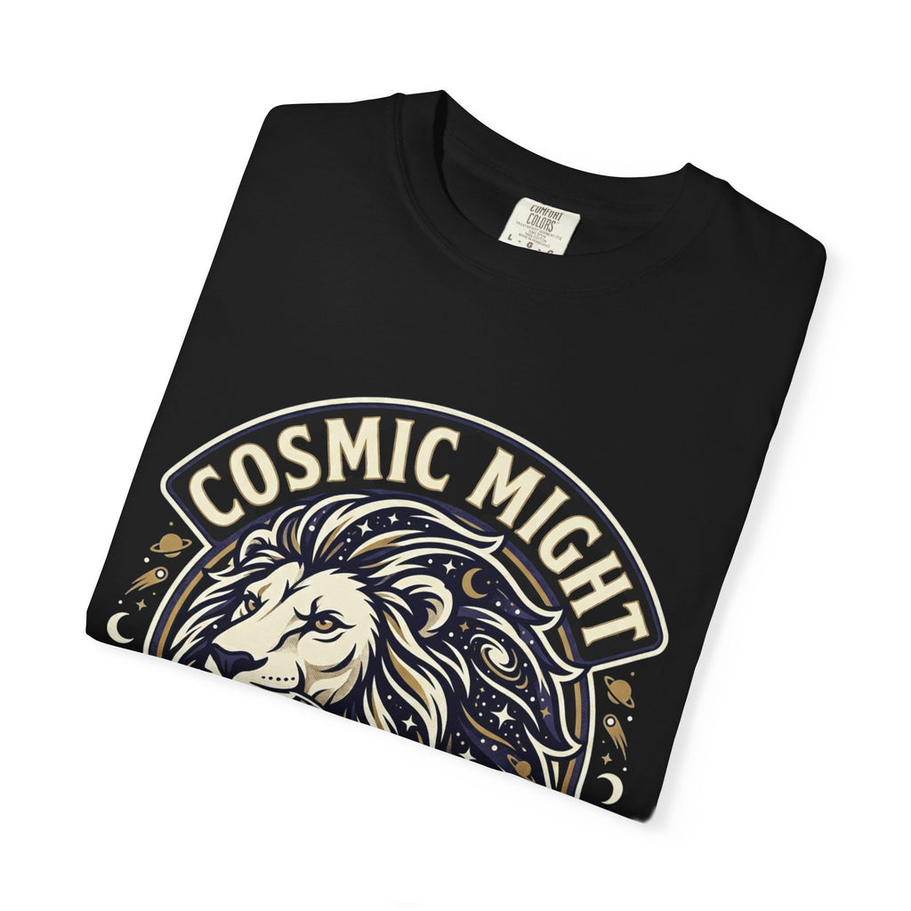 PRB Starforged Flex Cosmic Might Unleashed Lion Graphic T-Shirt — "Unleashed" Inspirational Lion Tee by Power Runs Black