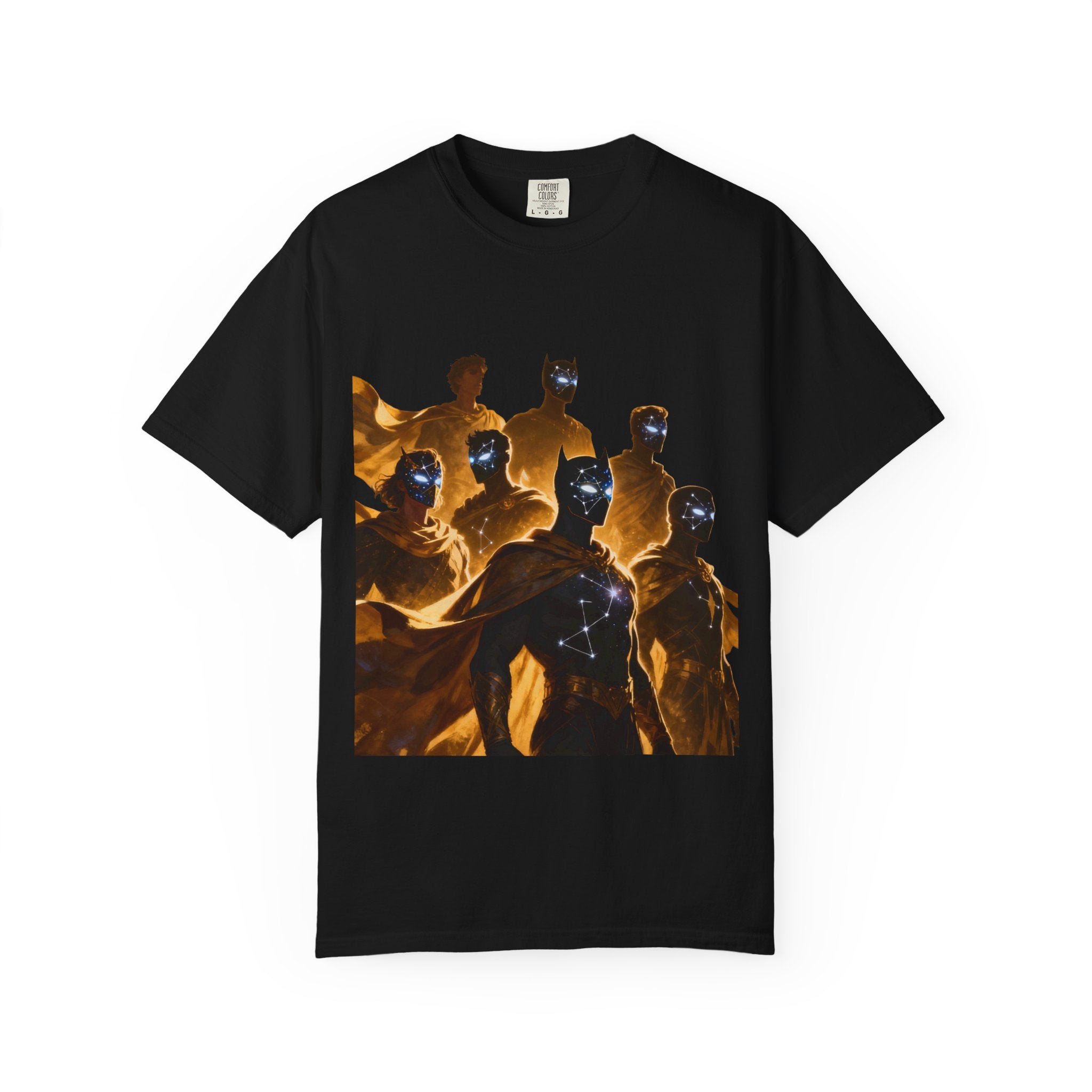 PRB Cosmic Heroes Graphic Tee (Golden Cloaks & Starry Faces) by Printify