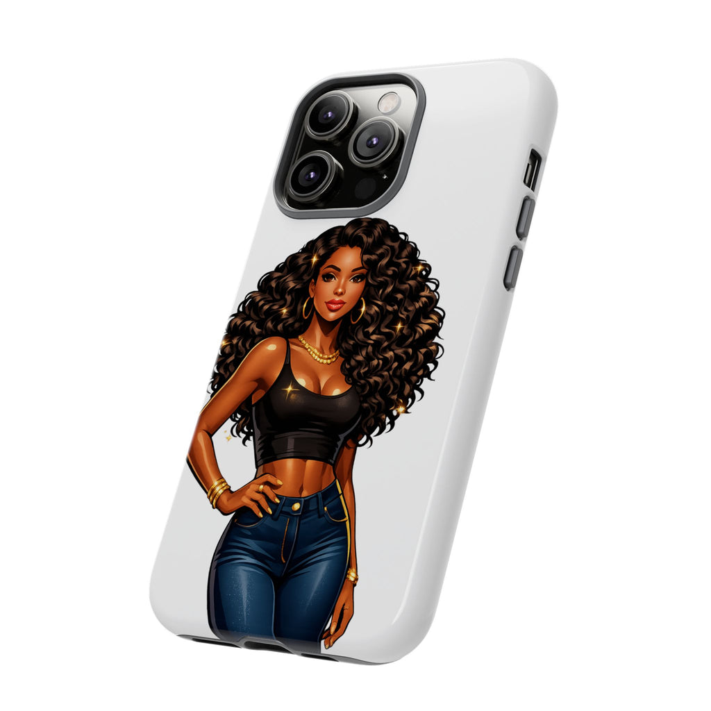 Pretty Rich Bitch by PRB Curly Hair Phone Case by Power Runs Black