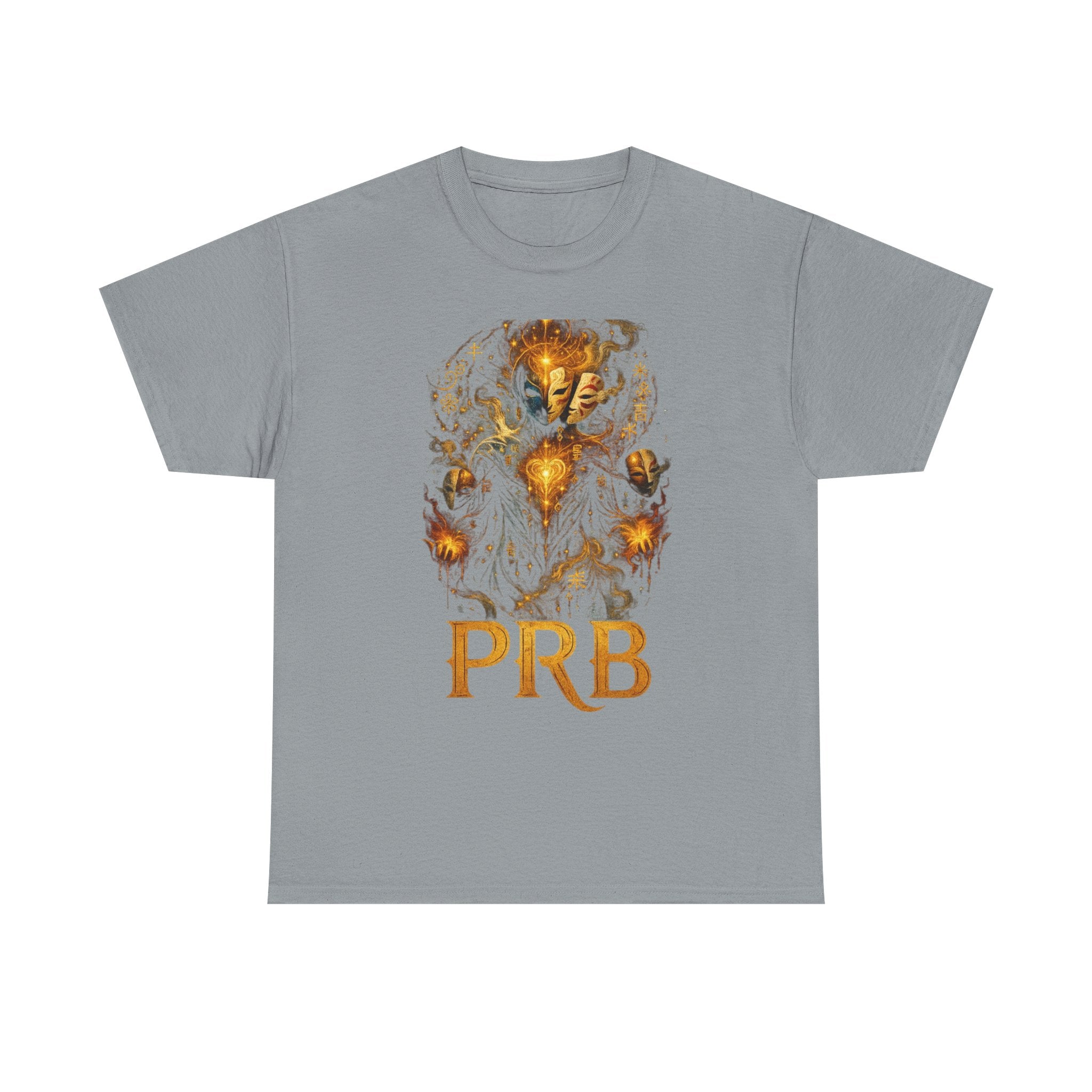 PRB Golden Mystic Mask Graphic Tee — Vintage Nature Illustration T-Shirt by Power Runs Black