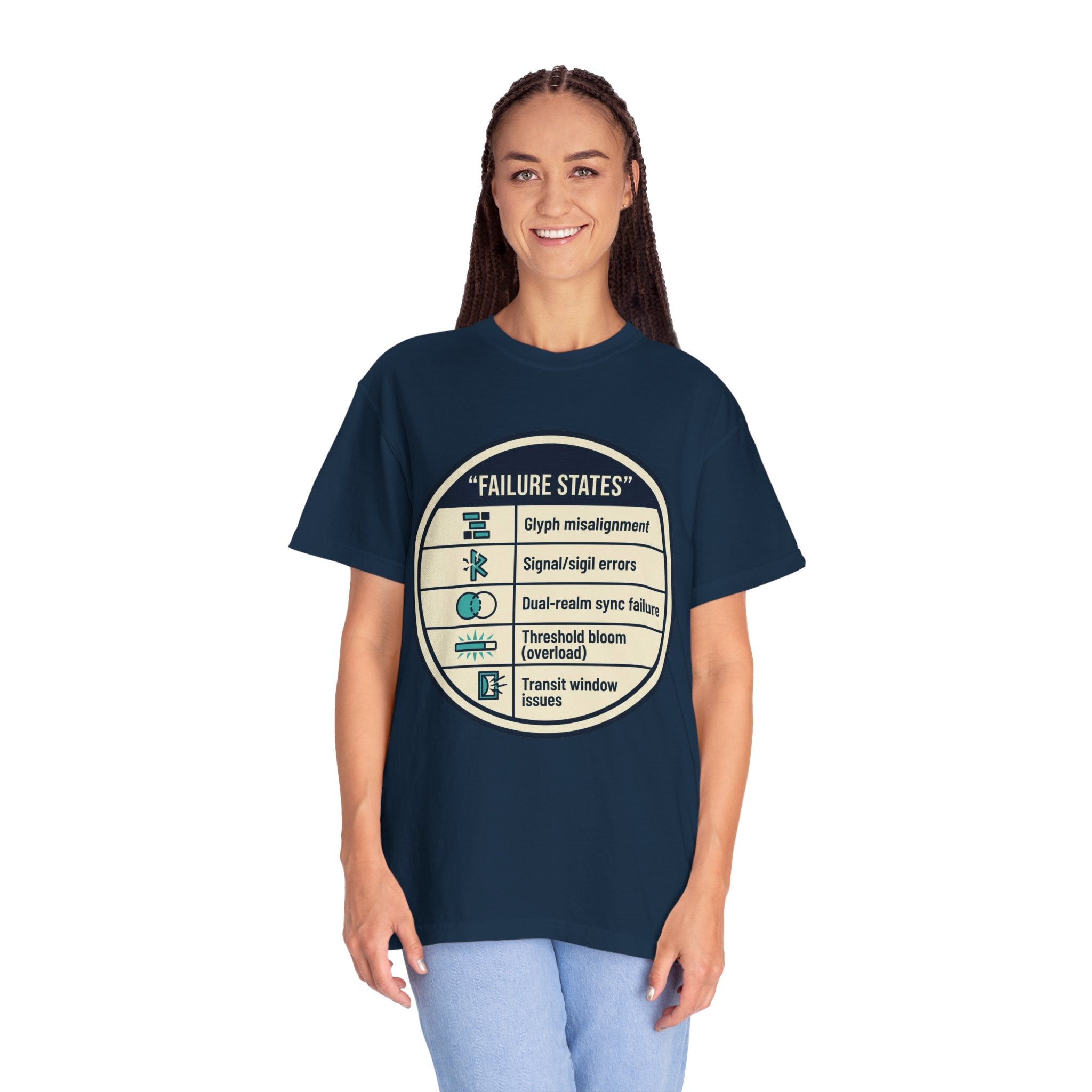 Power Runs Black PRB Failure States T-Shirt — Sci‑Fi Status Badge Graphic Tee by Power Runs Black