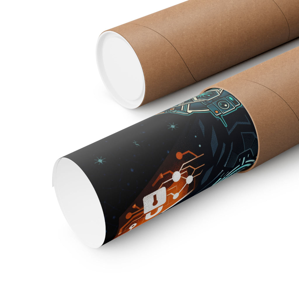 Power Runs Black Cyberframe Unit Sci‑Fi Poster — Matte Vertical by Power Runs Black