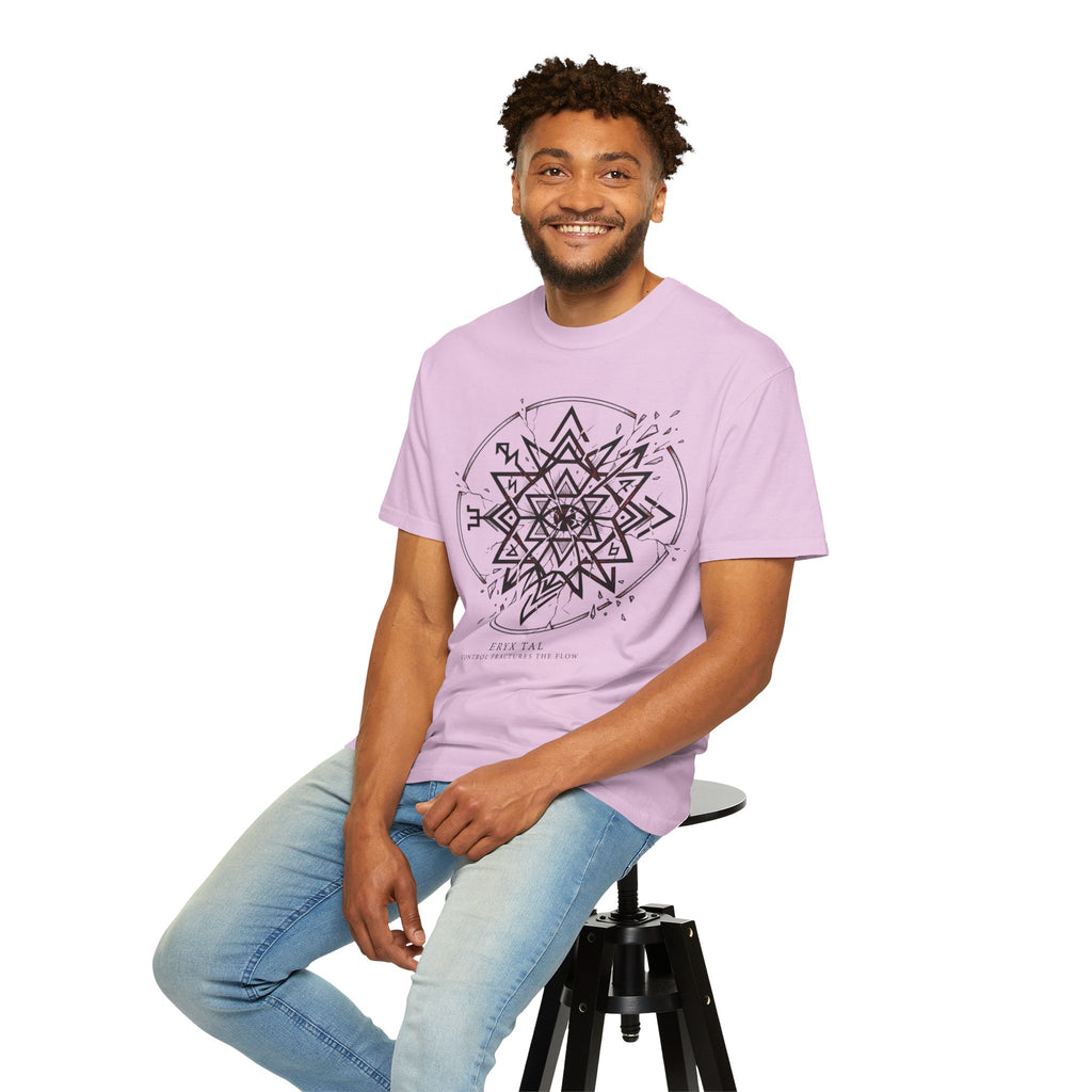 Power Runs Black PRB Eryx Tal Geometric Mandala T-Shirt — Symmetric Star Graphic Tee by Printify