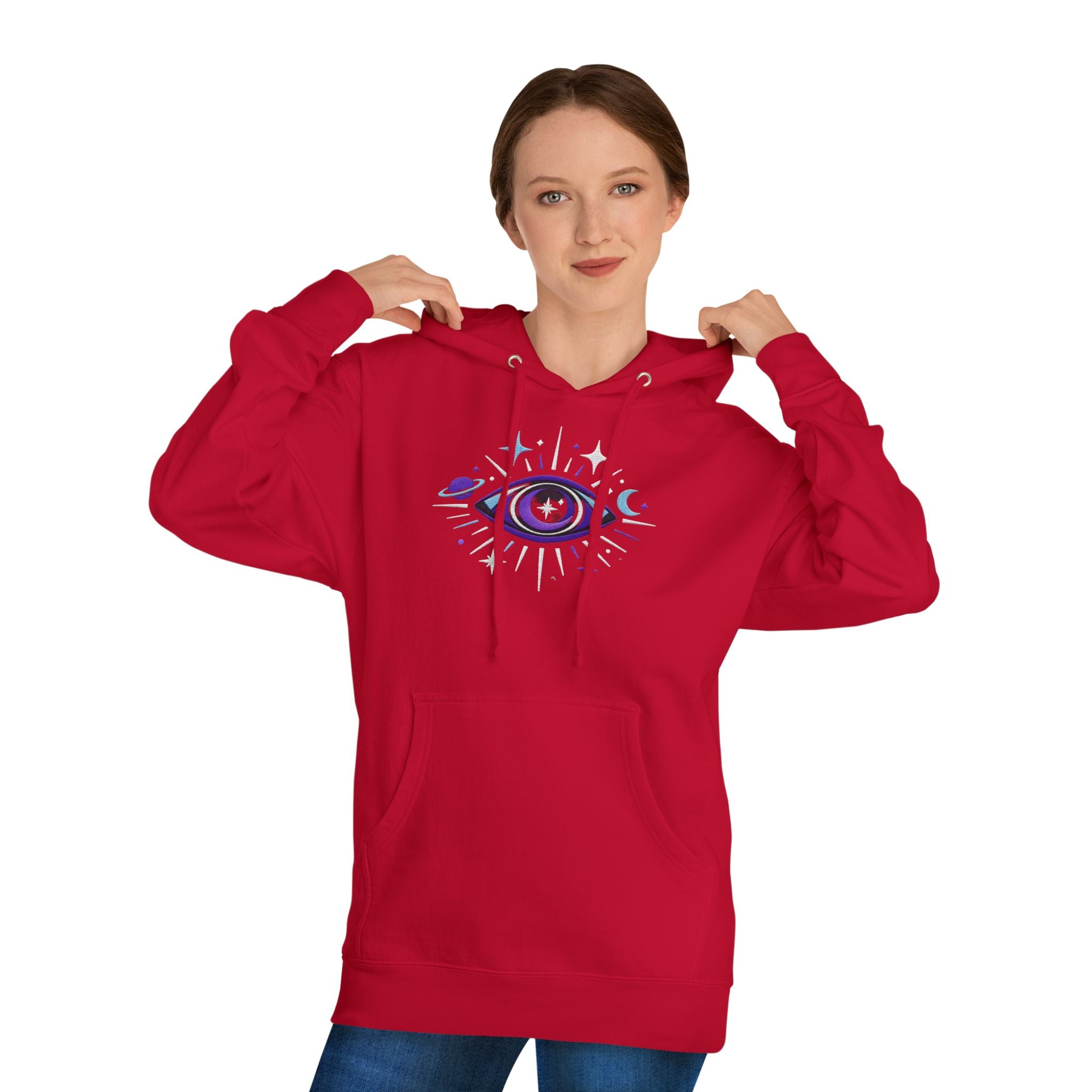 PRB Mystic Purple All-Seeing Eye Hoodie | Celestial Stars Moon by Power Runs Black
