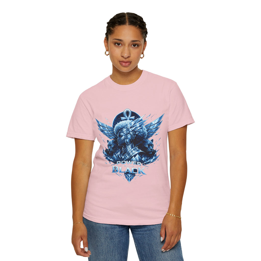 Power of Black Graphic T-Shirt — Egyptian Ankh Warrior Design by Power Runs Black