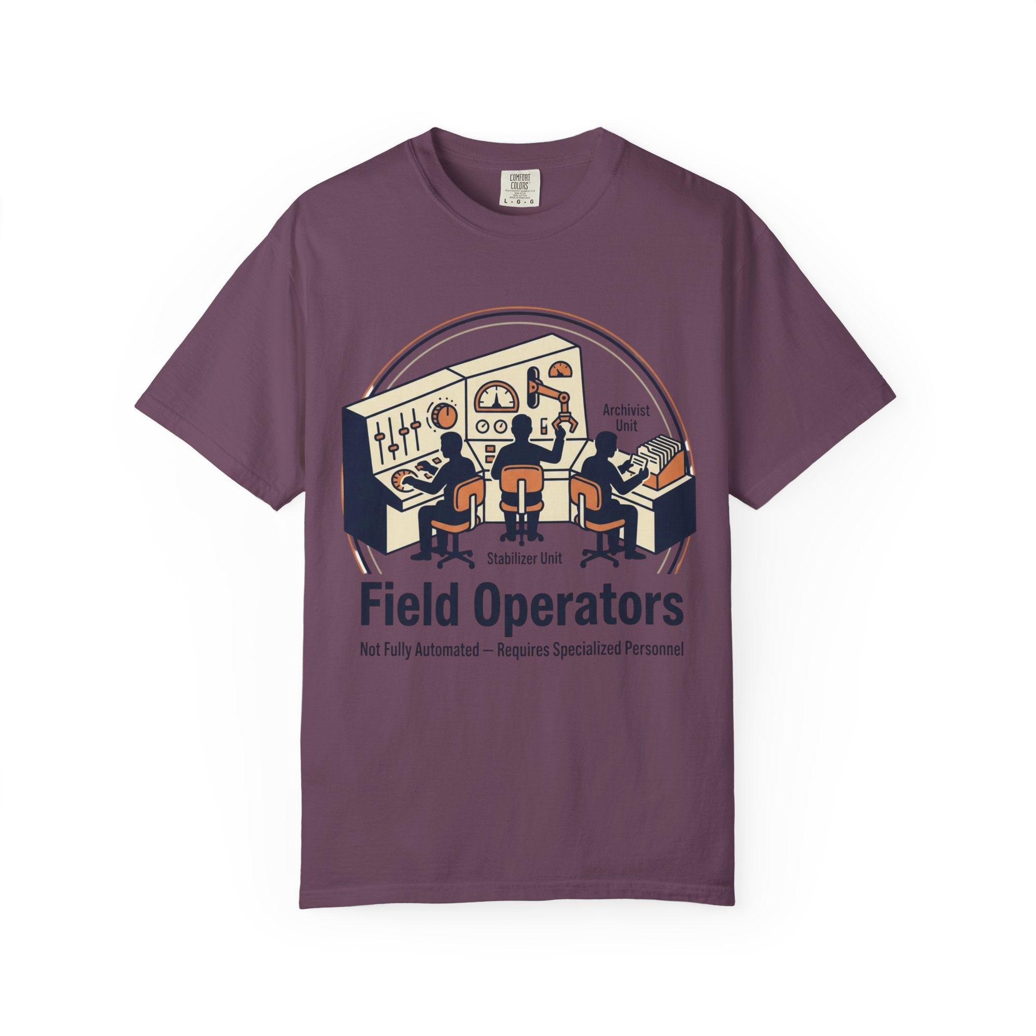 Power Runs Black PRB Field Operators T-Shirt — "Field Operators: Not Fully Automated — Requires Specialized Personnel" by Power Runs Black