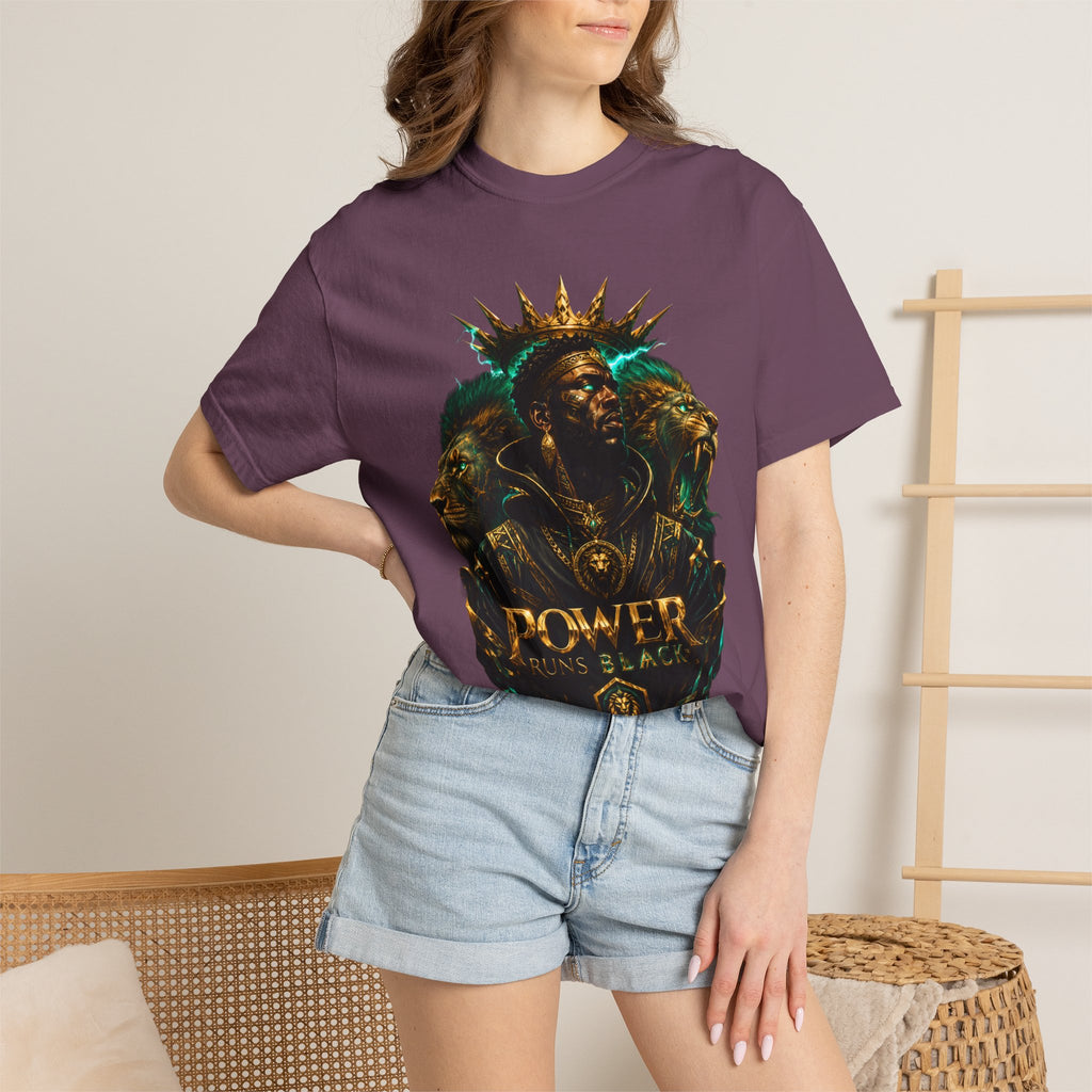 Power Runs Black PRB Green Angel Graphics Tee by Power Runs Black