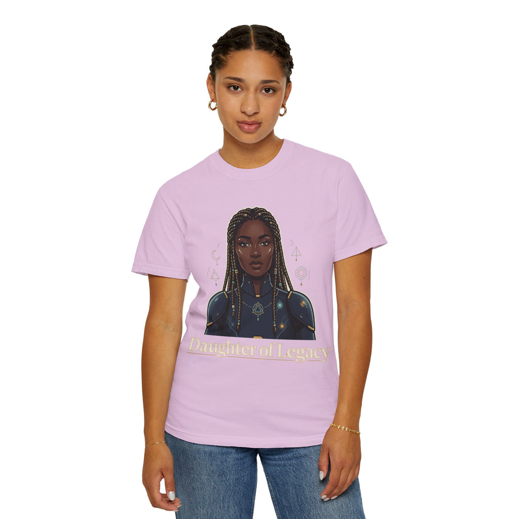 Power Runs Black Daughter of Legacy Graphic T-Shirt | Black Girl Magic Portrait Tee by Printify