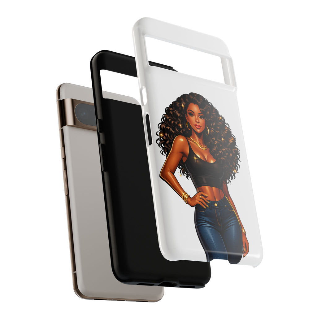 Pretty Rich Bitch by PRB Curly Hair Phone Case by Power Runs Black