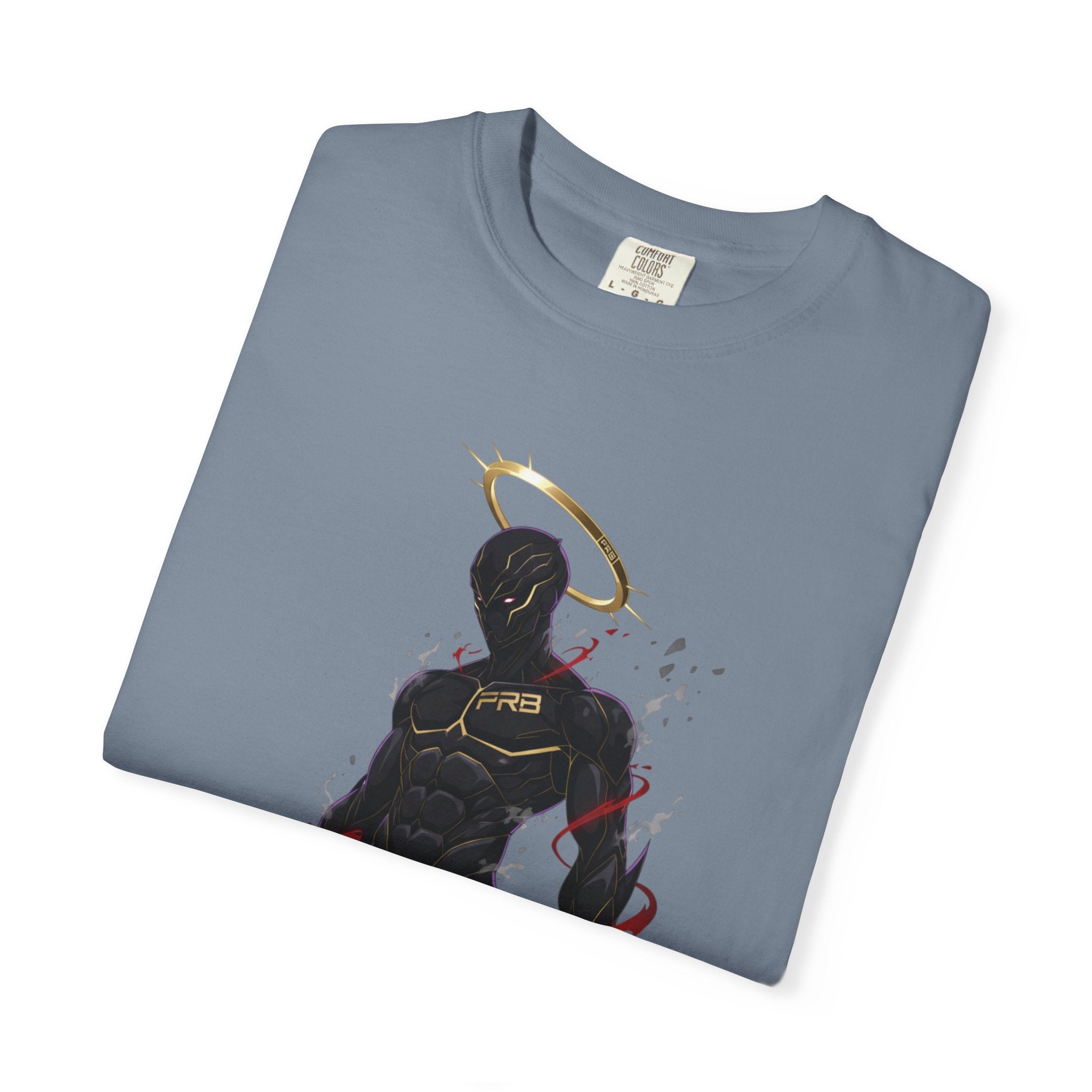 PRB Shadow Hero Graphic T-Shirt — Haloed Vigilante Illustration by Printify