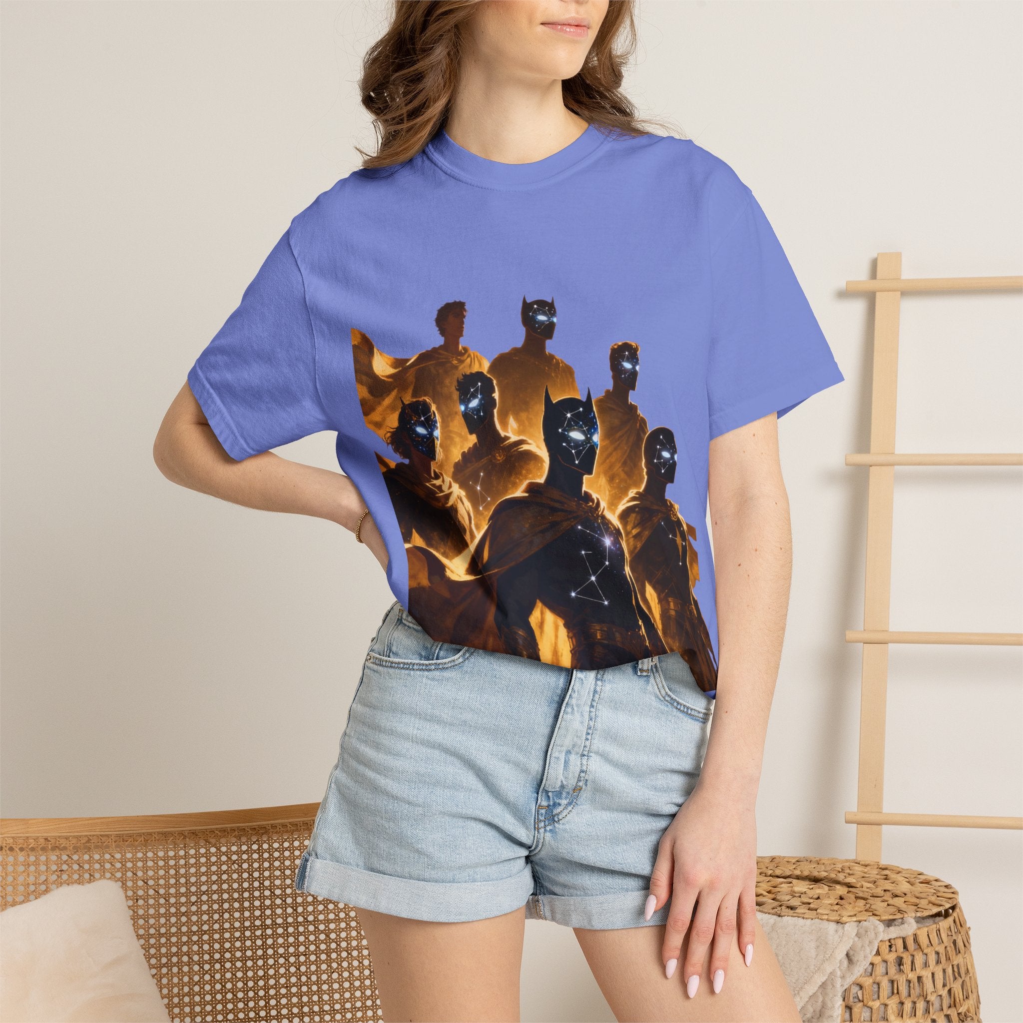 PRB Cosmic Heroes Graphic Tee (Golden Cloaks & Starry Faces) by Printify