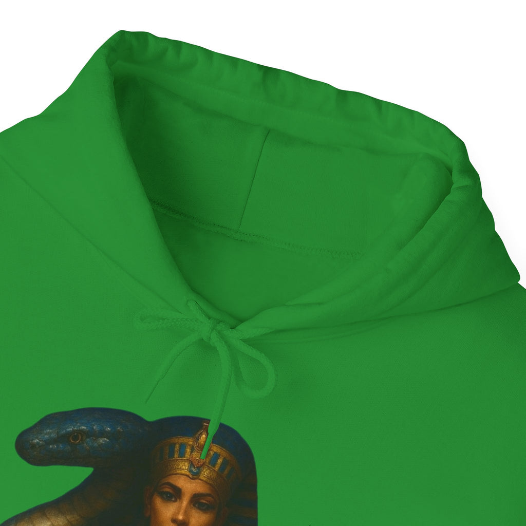 PRB Egyptian Goddess Portrait Hoodie | Serpent Headdress, Ancient Queen Art by Power Runs Black