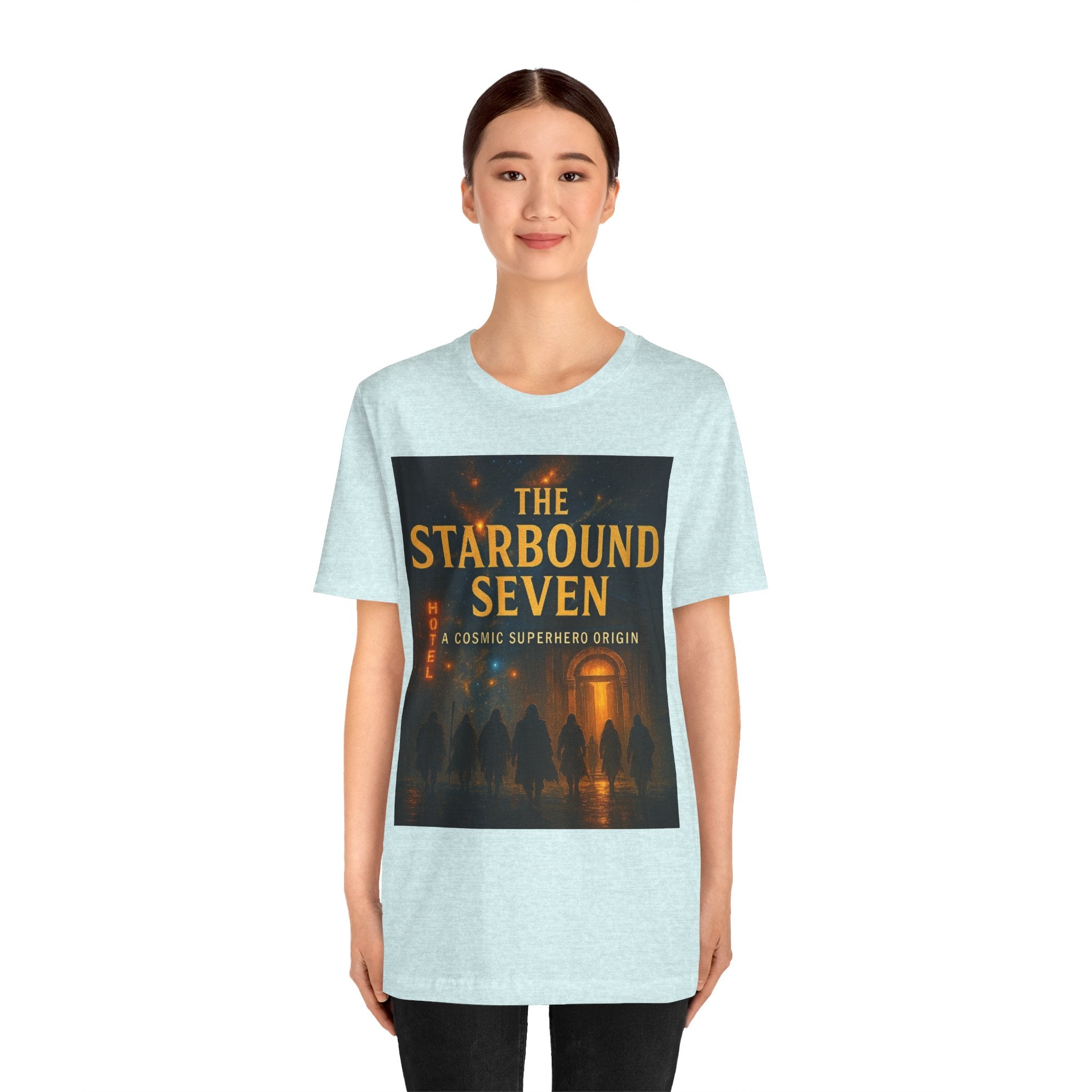 Power Runs Black PRB The Starbound Seven Tee – Retro Cosmic Superhero Poster Shirt by Power Runs Black