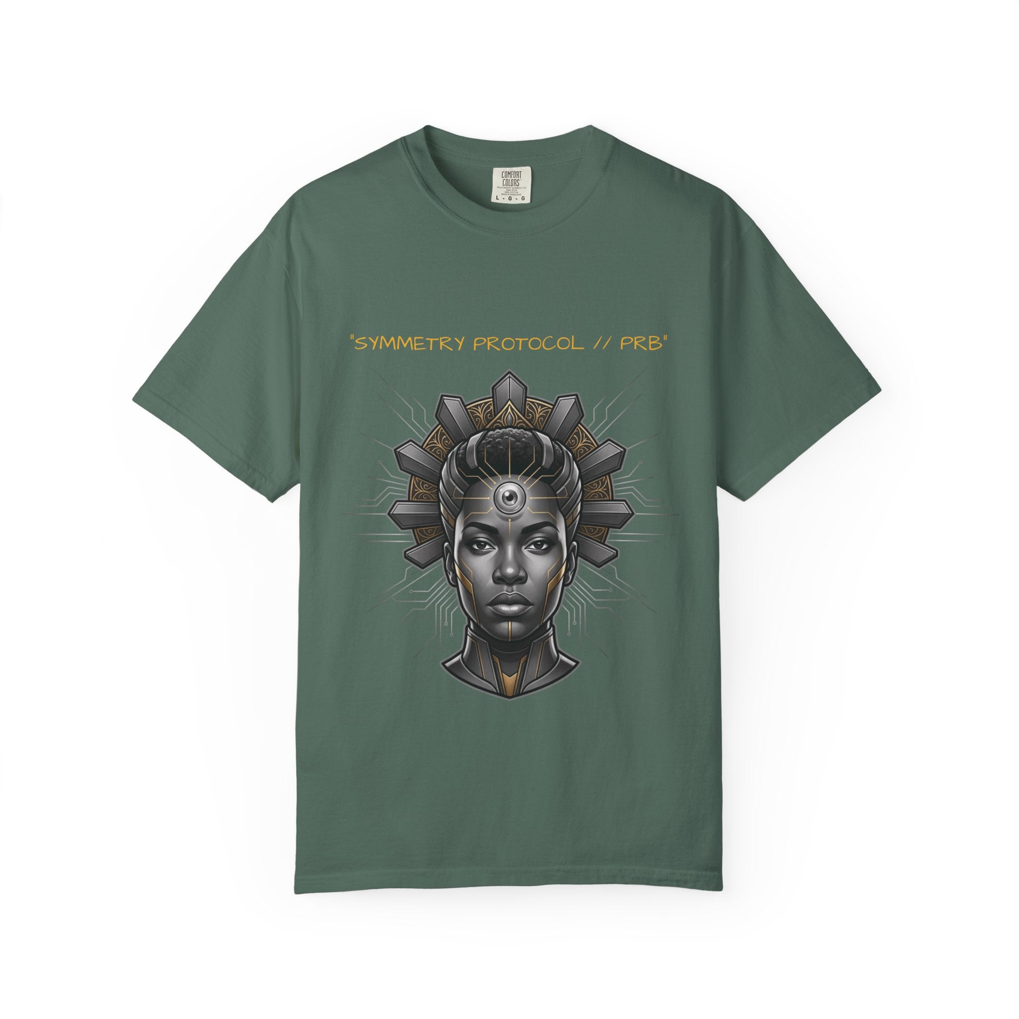 Printify PRB Afrofuturist Crowned Woman T-shirt | Sci‑Fi Portrait Tee - T-Shirt