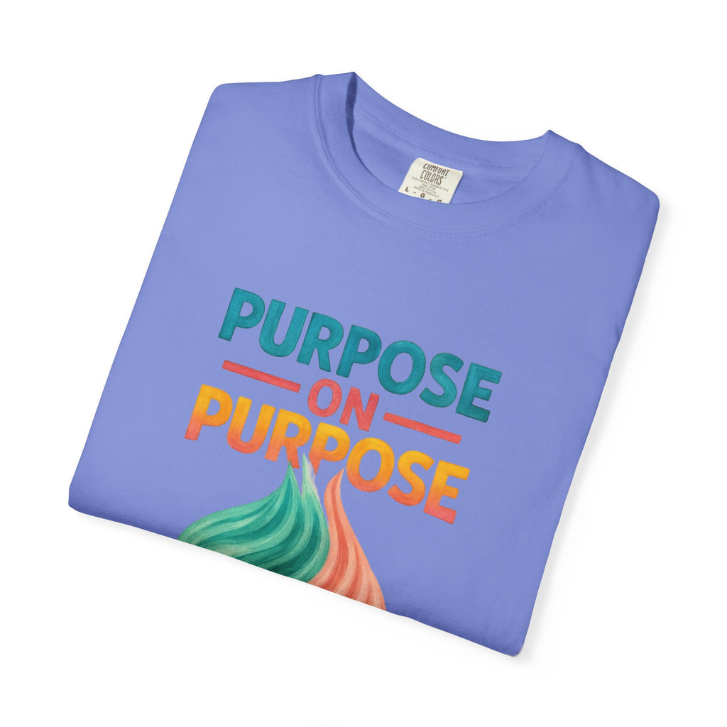 PRB Purpose On Purpose T-Shirt — Inspirational Graphic Tee with Abstract Wave Design by Power Runs Black