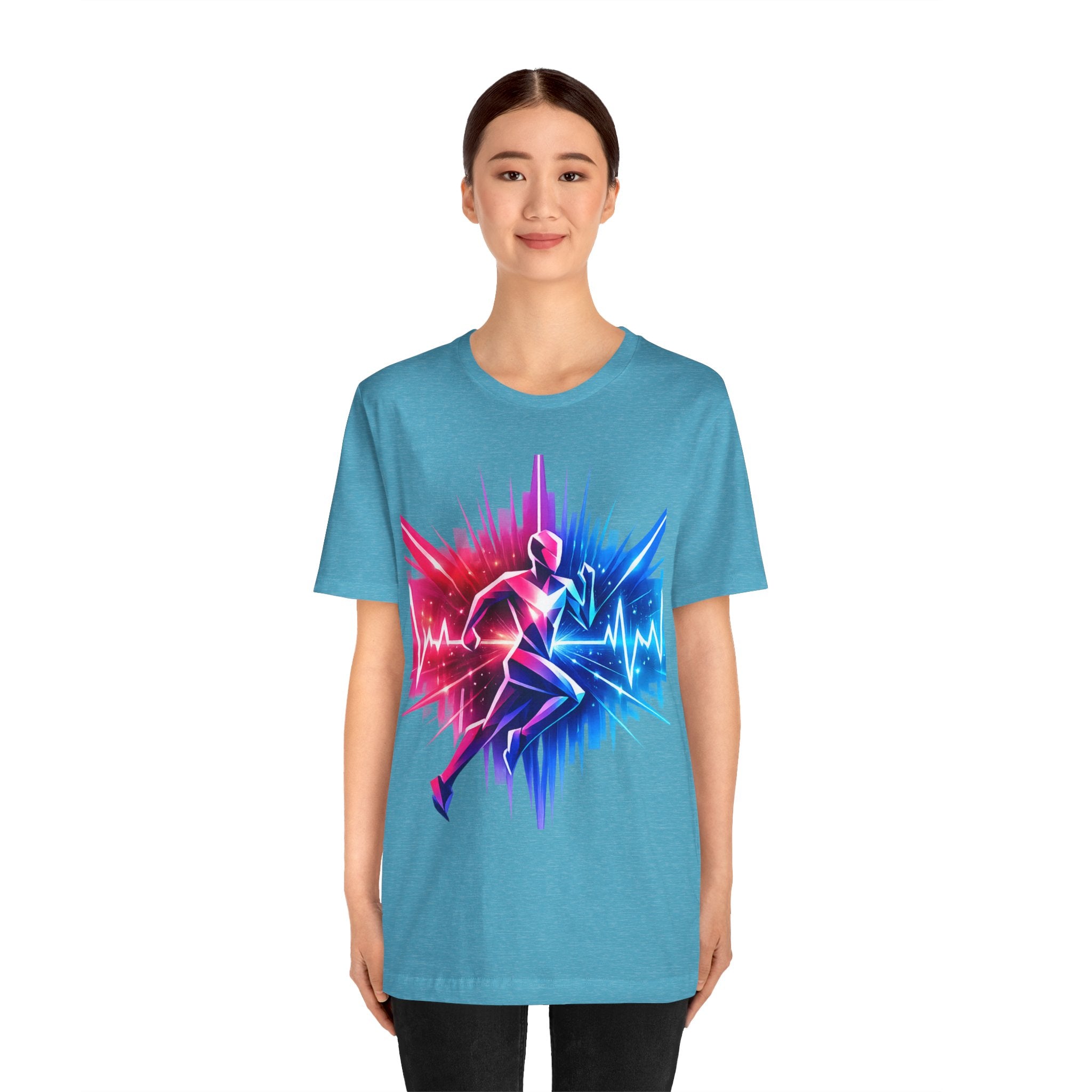 Power Runs Black PRB Running Pulse Graphic Tee — Neon Runner Heartbeat Sports T‑Shirt by Power Runs Black