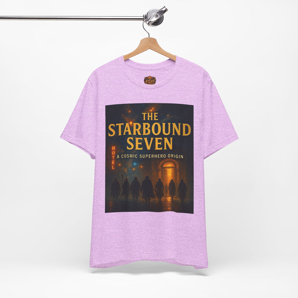 Power Runs Black PRB The Starbound Seven Tee – Retro Cosmic Superhero Poster Shirt by Power Runs Black