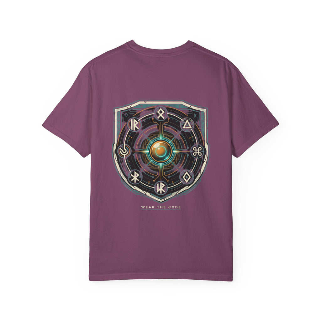 Power Runs Black PRB "Wear The Code" Mystic Shield T-Shirt — Geometric Sigil Graphic Tee by Printify