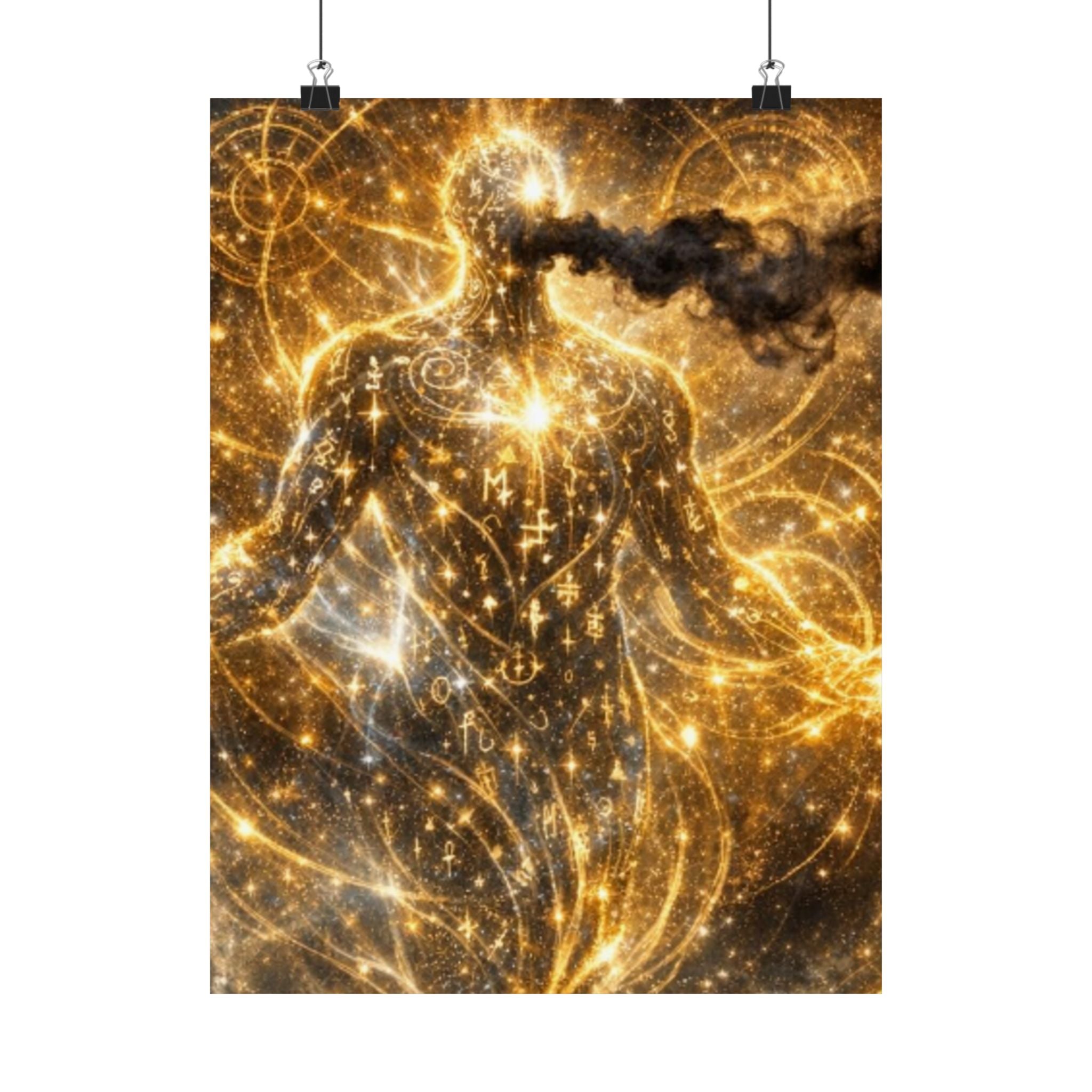 PRB Archeon Kin Cosmic Figure Matte Vertical Poster | Spiritual Abstract Art by Power Runs Black