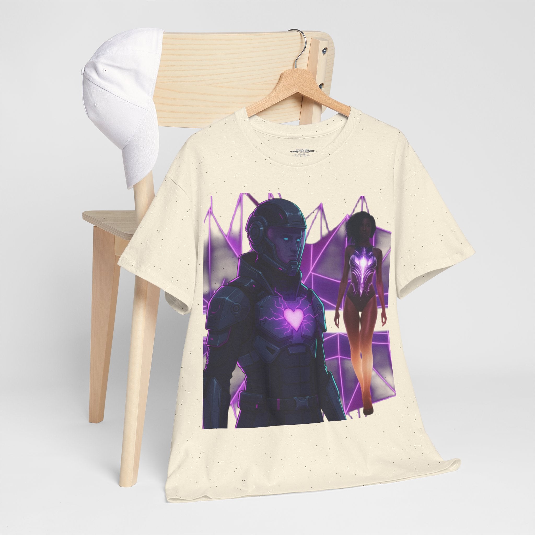 Power Run Black PRB Pretty Rich Bitch The Collection Purple Heart Cyberpunk Knight T-Shirt | Futuristic Armor Sci‑Fi Tee by Printify