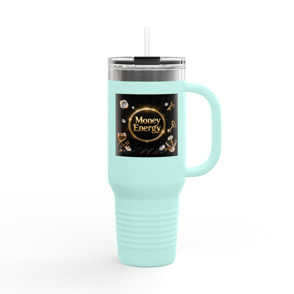 PRB 40oz Insulated Travel Mug — "Money Energy" Motivational Design by Printify