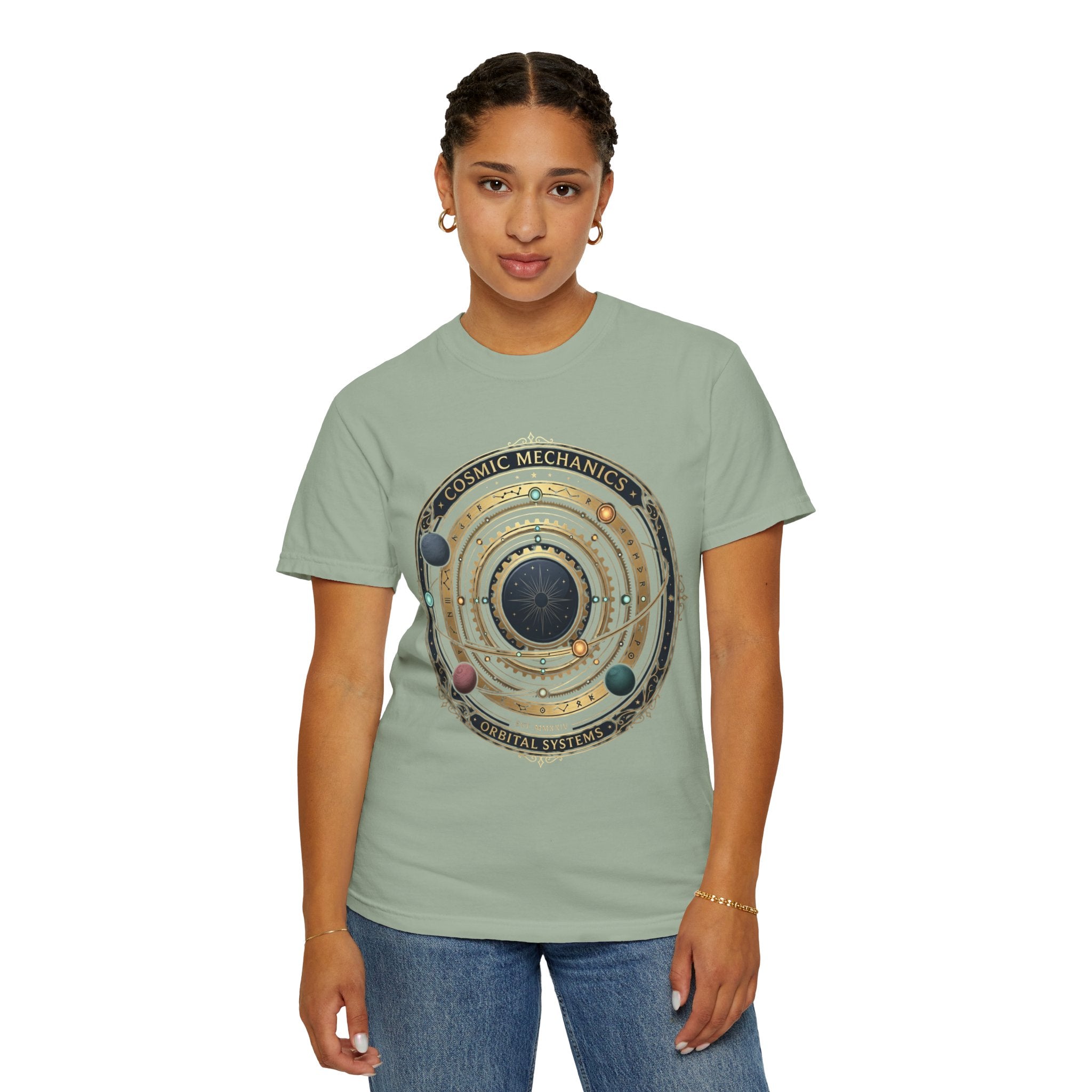 PRB Cosmic Mechanics Solar System Graphic T-Shirt | Planetary Orbit Tee by Printify