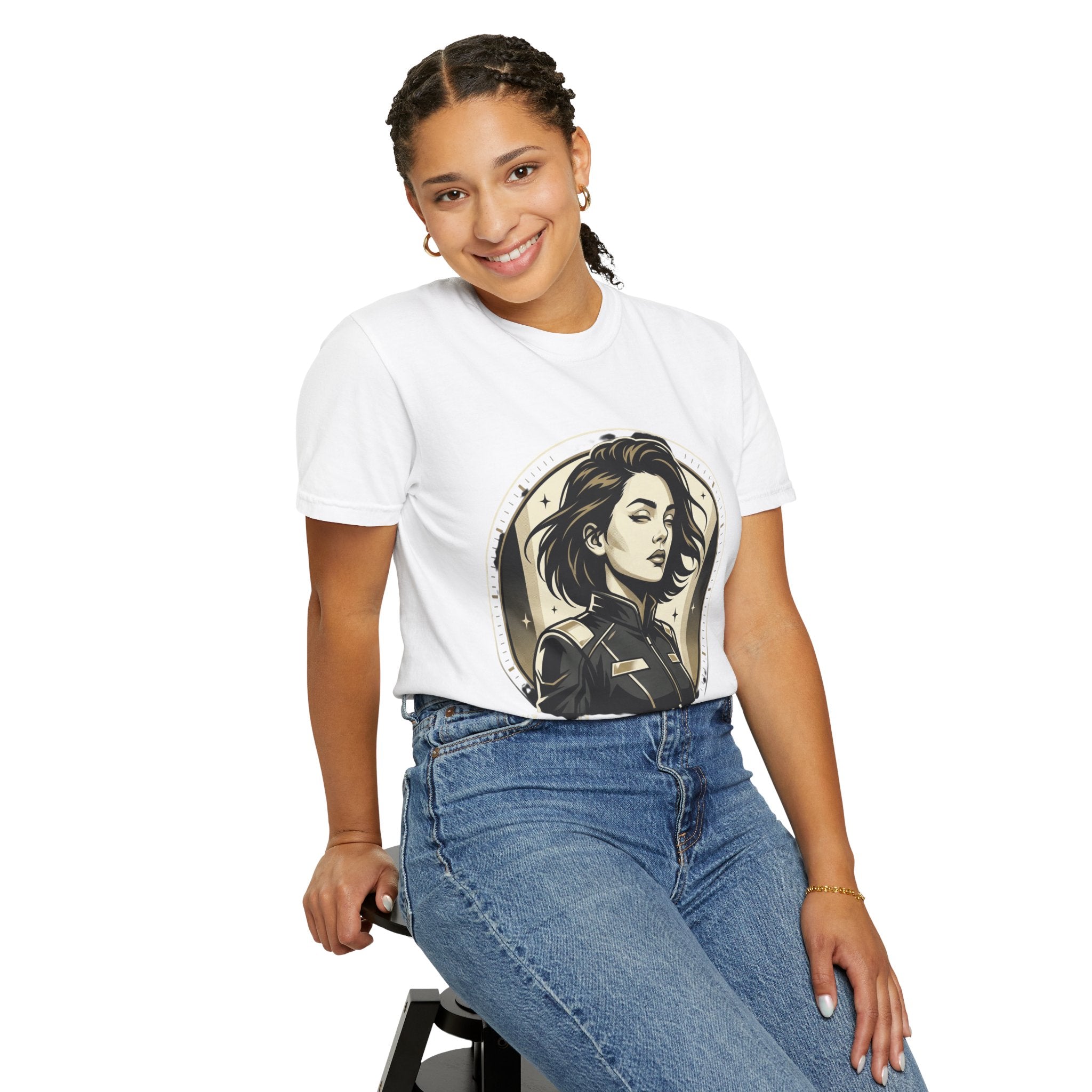 Power Runs Black Retro Space Captain Portrait T-Shirt — 'Fearless Commander' Graphic Tee by Power Runs Black