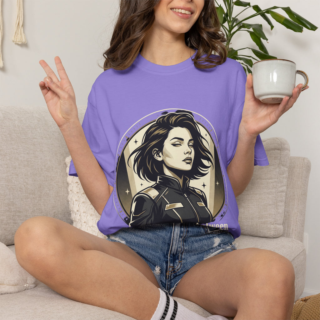 Power Runs Black Retro Space Captain Portrait T-Shirt — 'Fearless Commander' Graphic Tee by Power Runs Black
